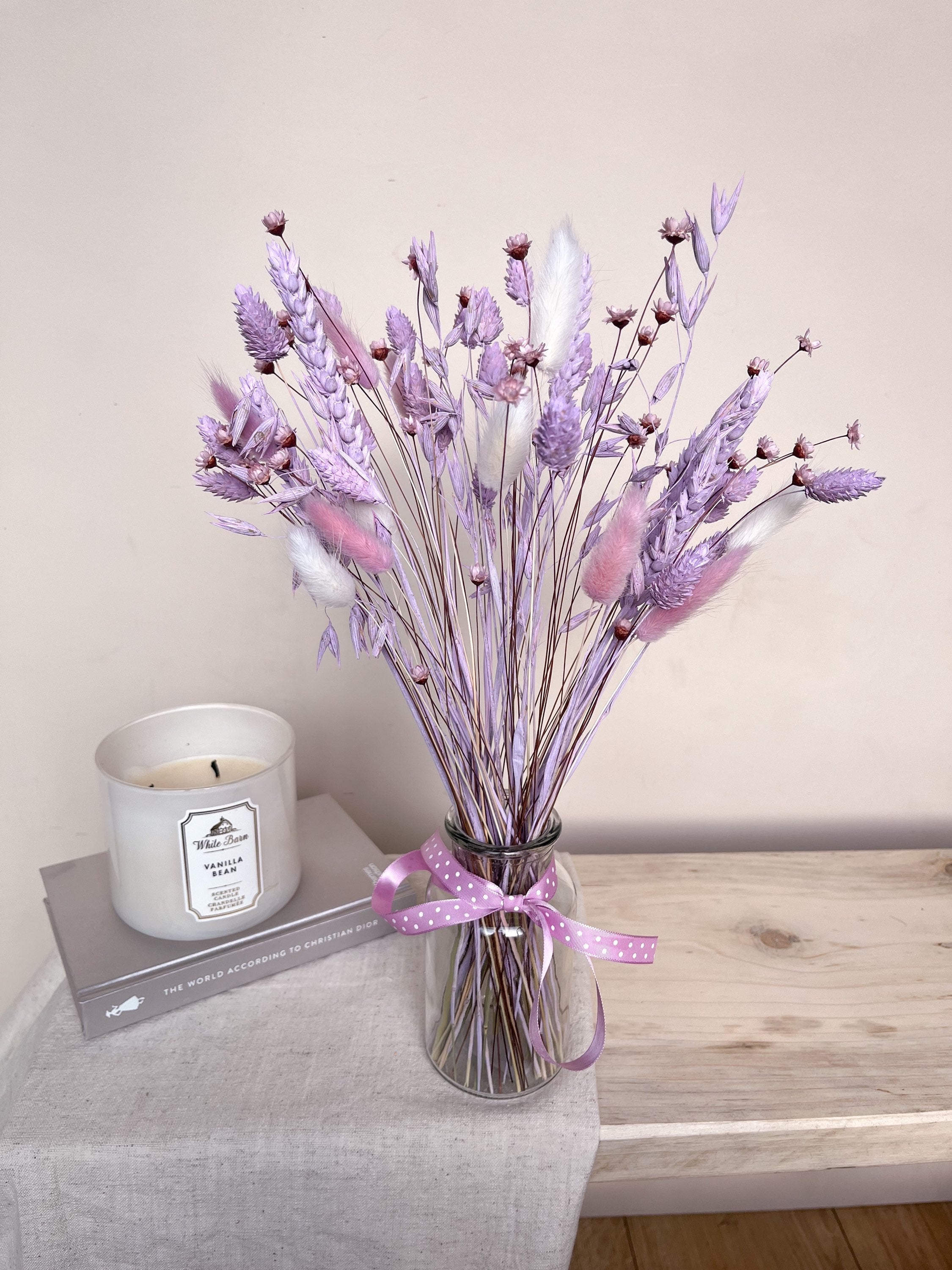 Lilac Dried Flowers with Vase image 3