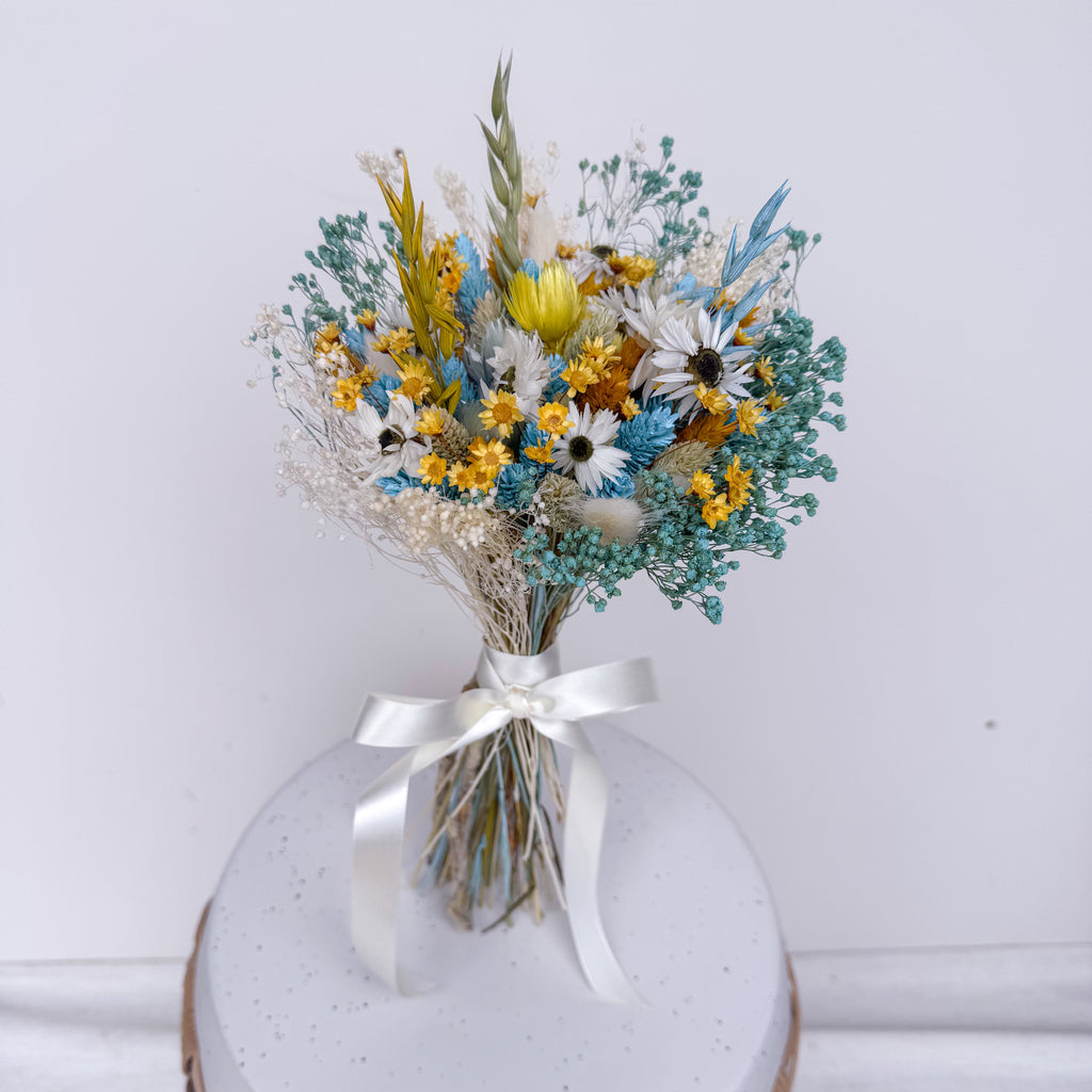 Summer Sunshine | Blue and Yellow Dried Flower Bouquet image 7