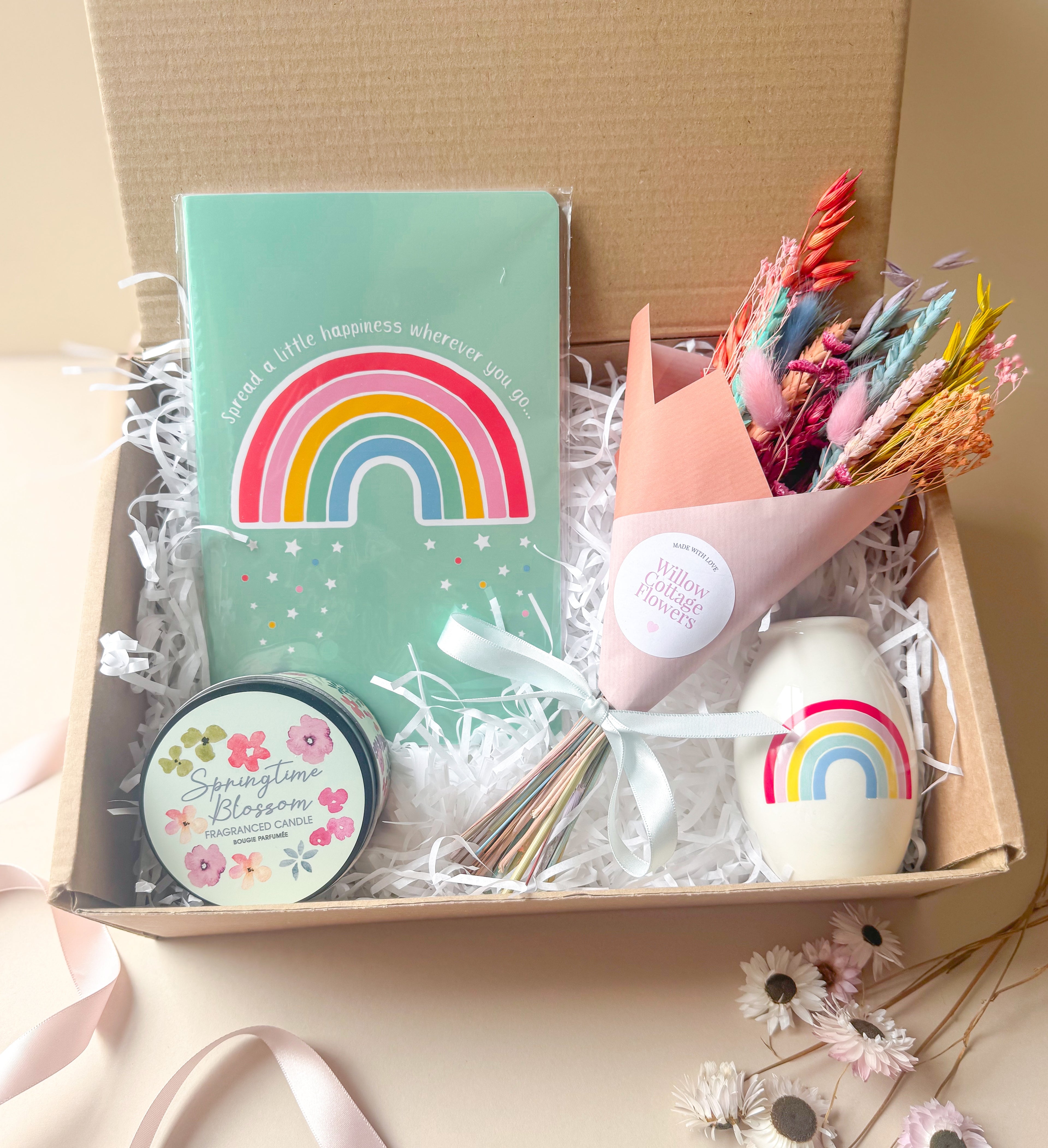 Rainbow Gift Box with Dried Flowers image 1