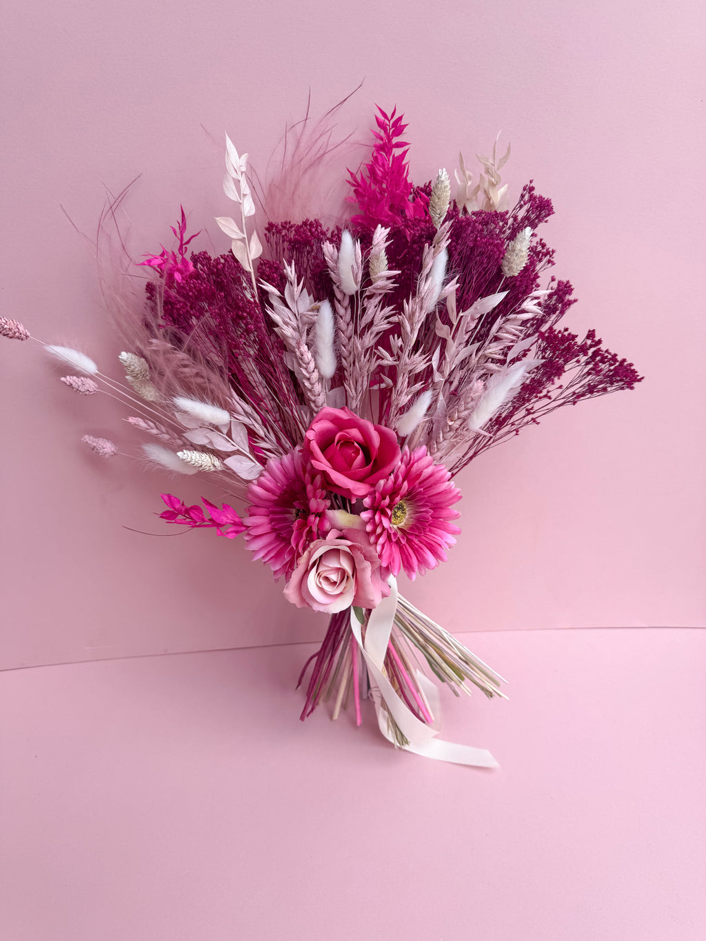 Hot Pink Bridal Bouquet with Artificial Flowers image 5