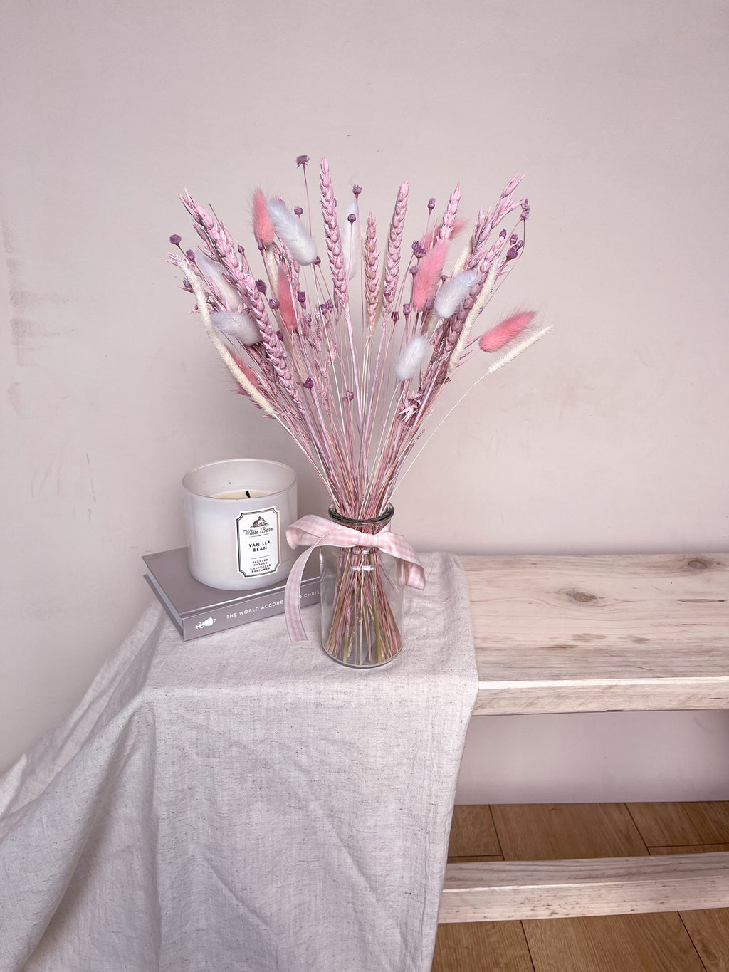 Pink Dried Flowers with Vase image 5