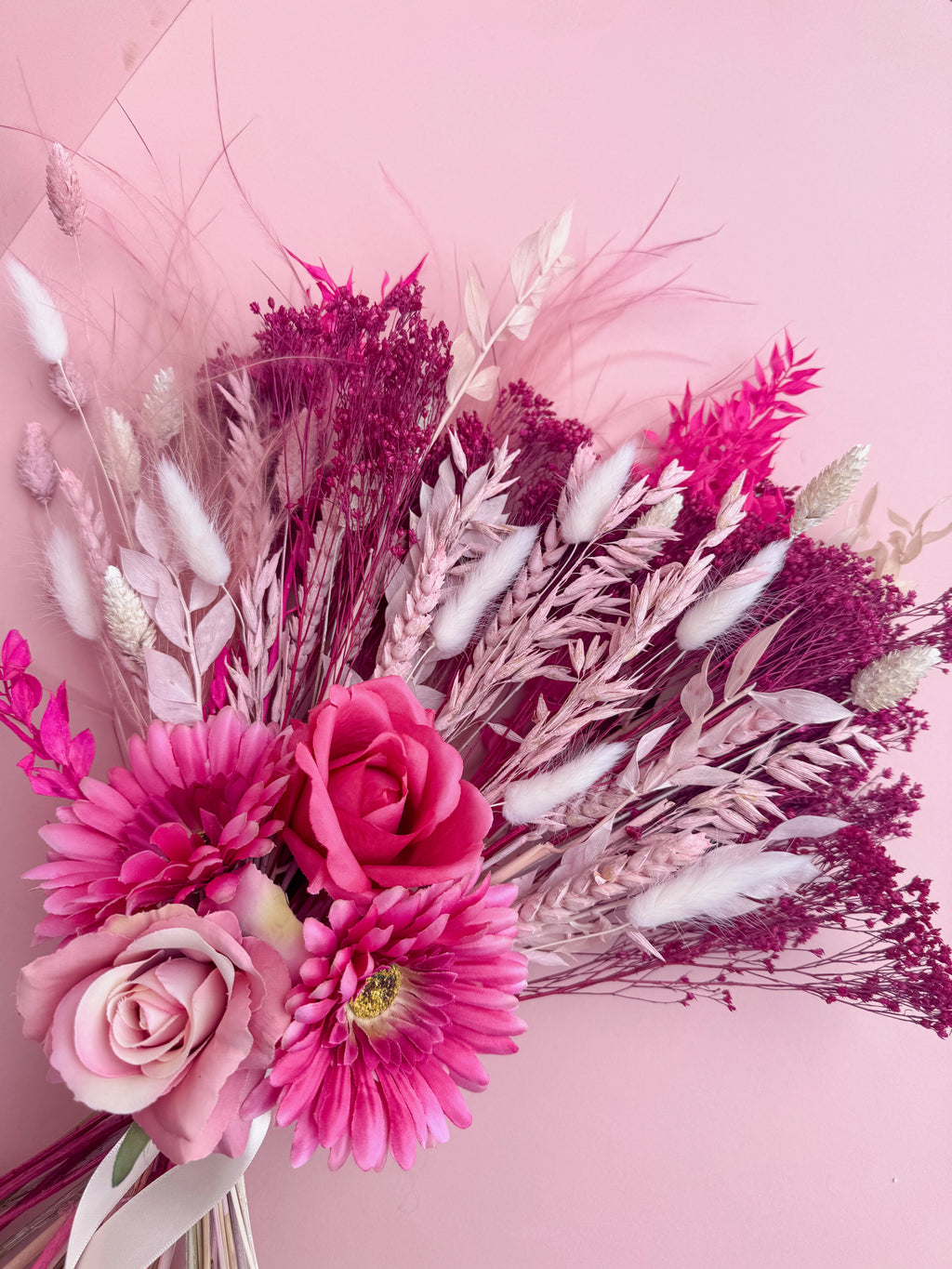 Hot Pink Bridal Bouquet with Artificial Flowers image 3