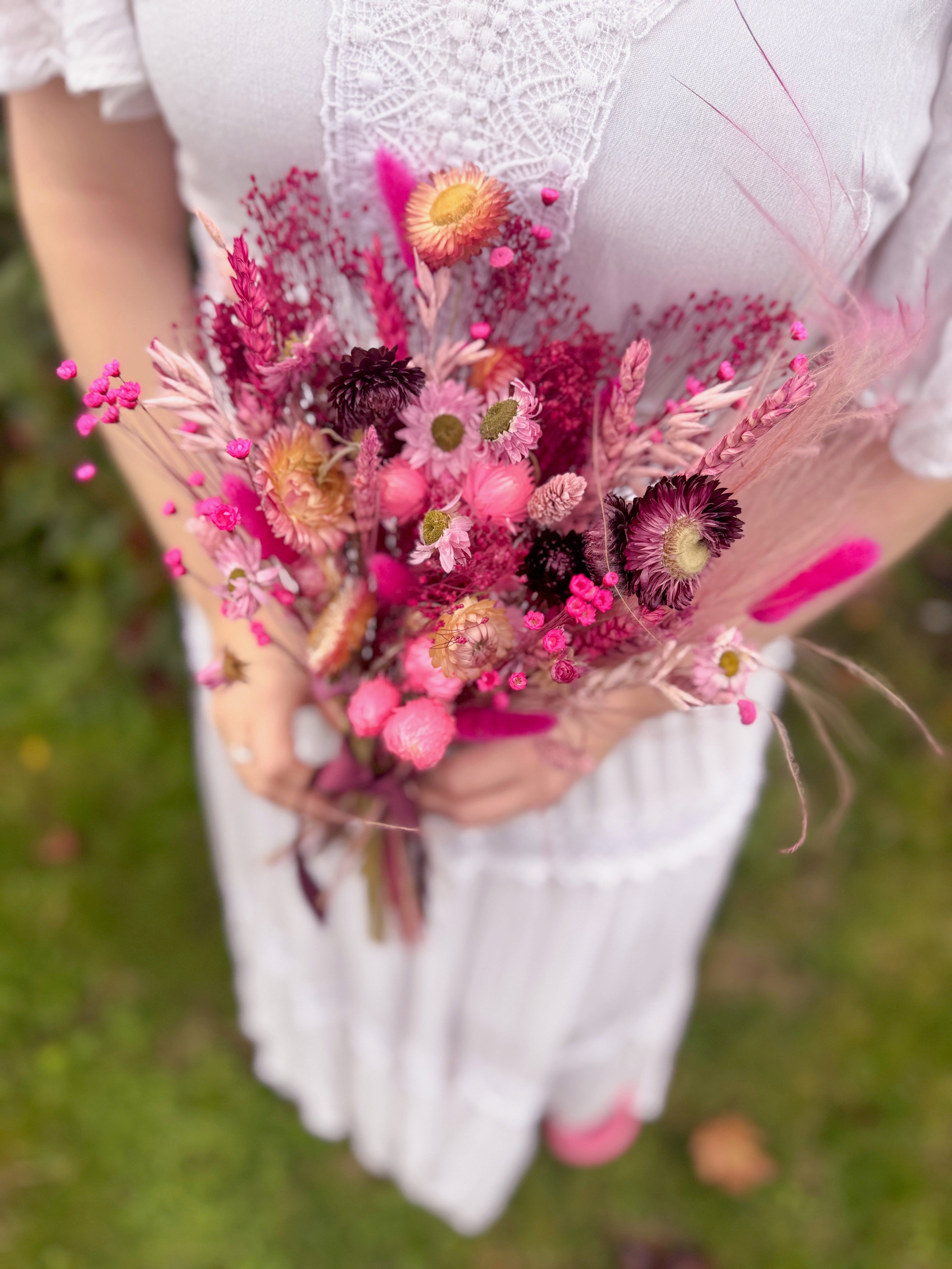 Cerise Wedding Dried Flower Bouquet image 2