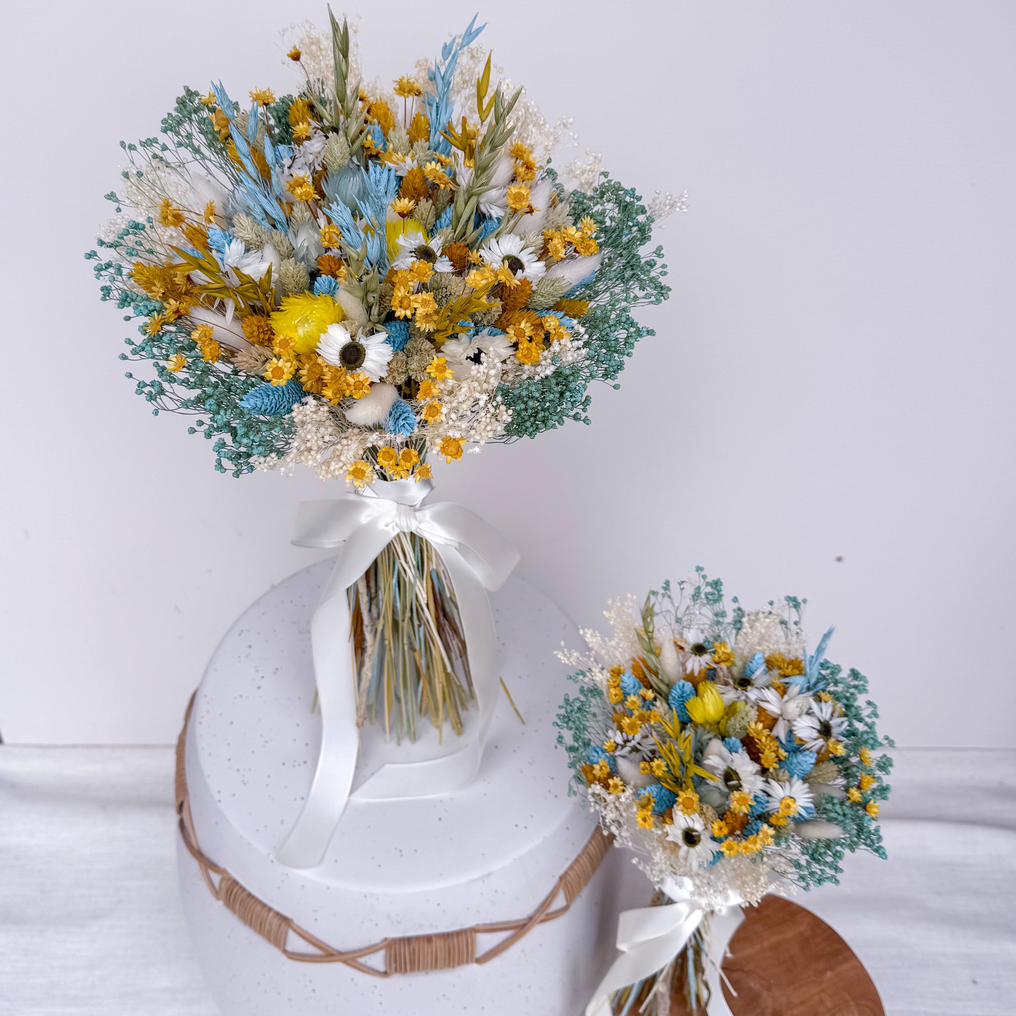 Summer Sunshine | Blue and Yellow Dried Flower Bouquet image 1