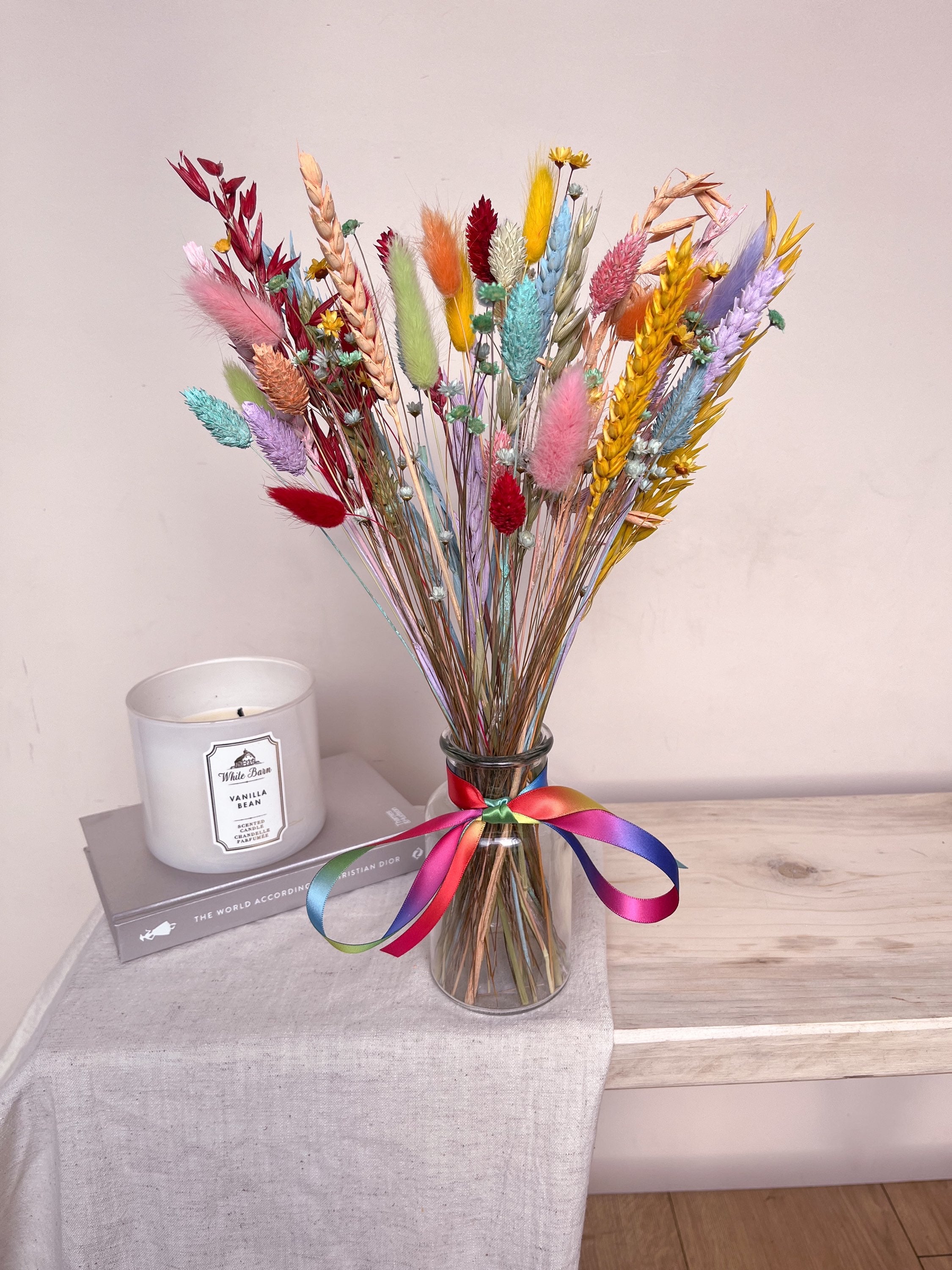 Rainbow Dried Flowers with Vase image 4