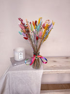 Rainbow Dried Flowers with Vase image 0
