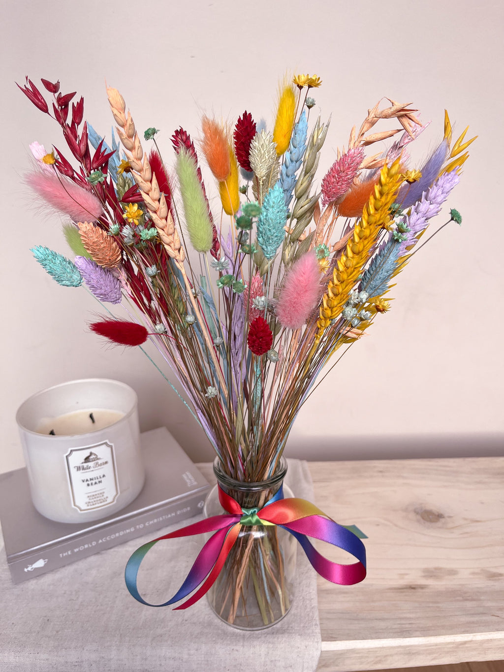Rainbow Dried Flowers with Vase image 2
