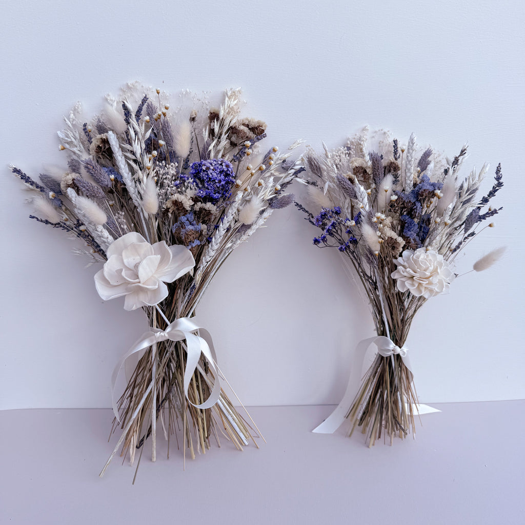 White Dried Flower Arrangement with Lavender image 4