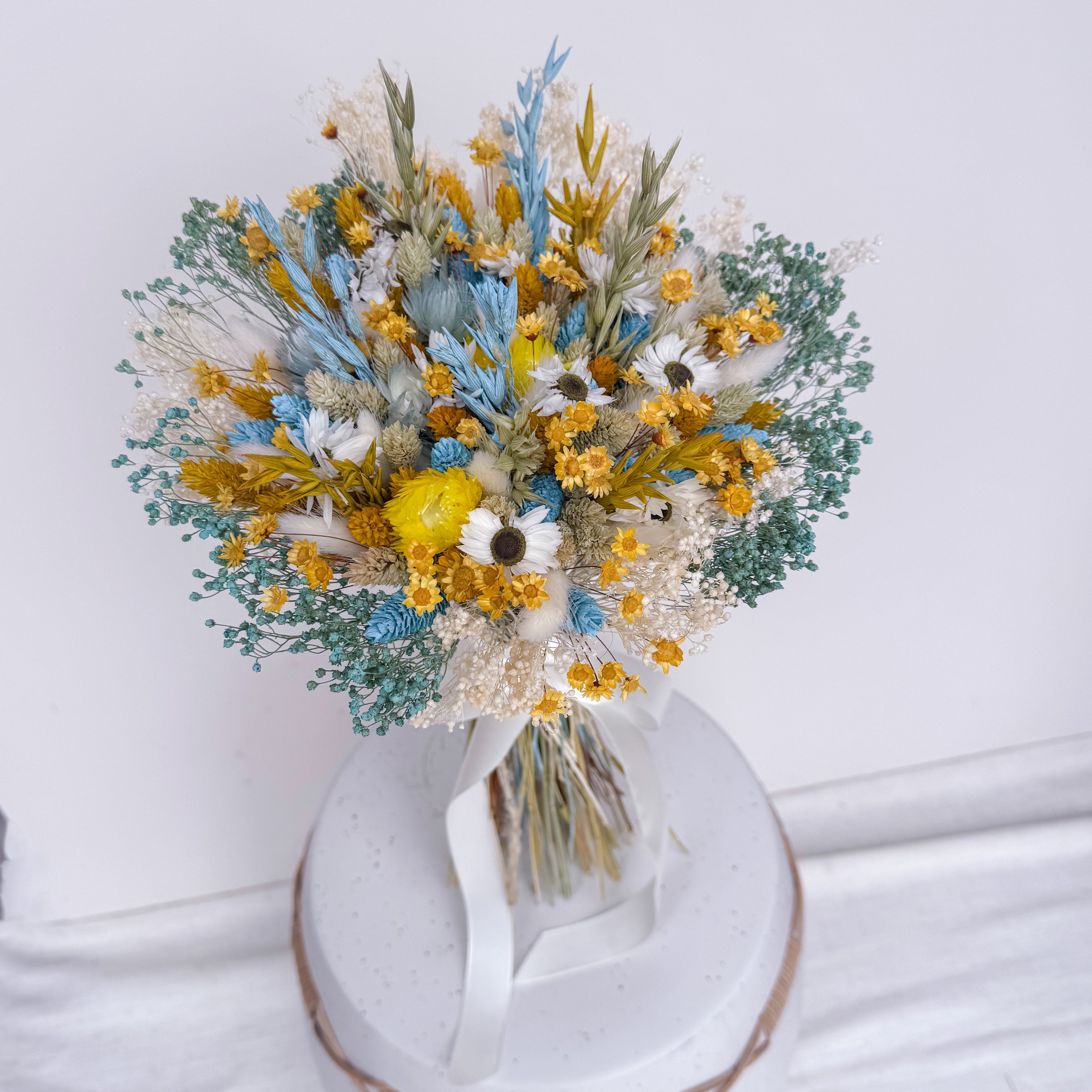 Summer Sunshine | Blue and Yellow Dried Flower Bouquet image 4