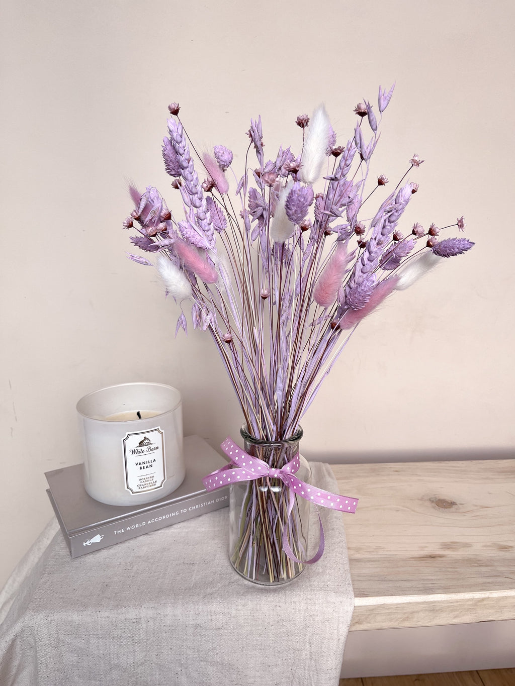 Lilac Dried Flowers with Vase image 0