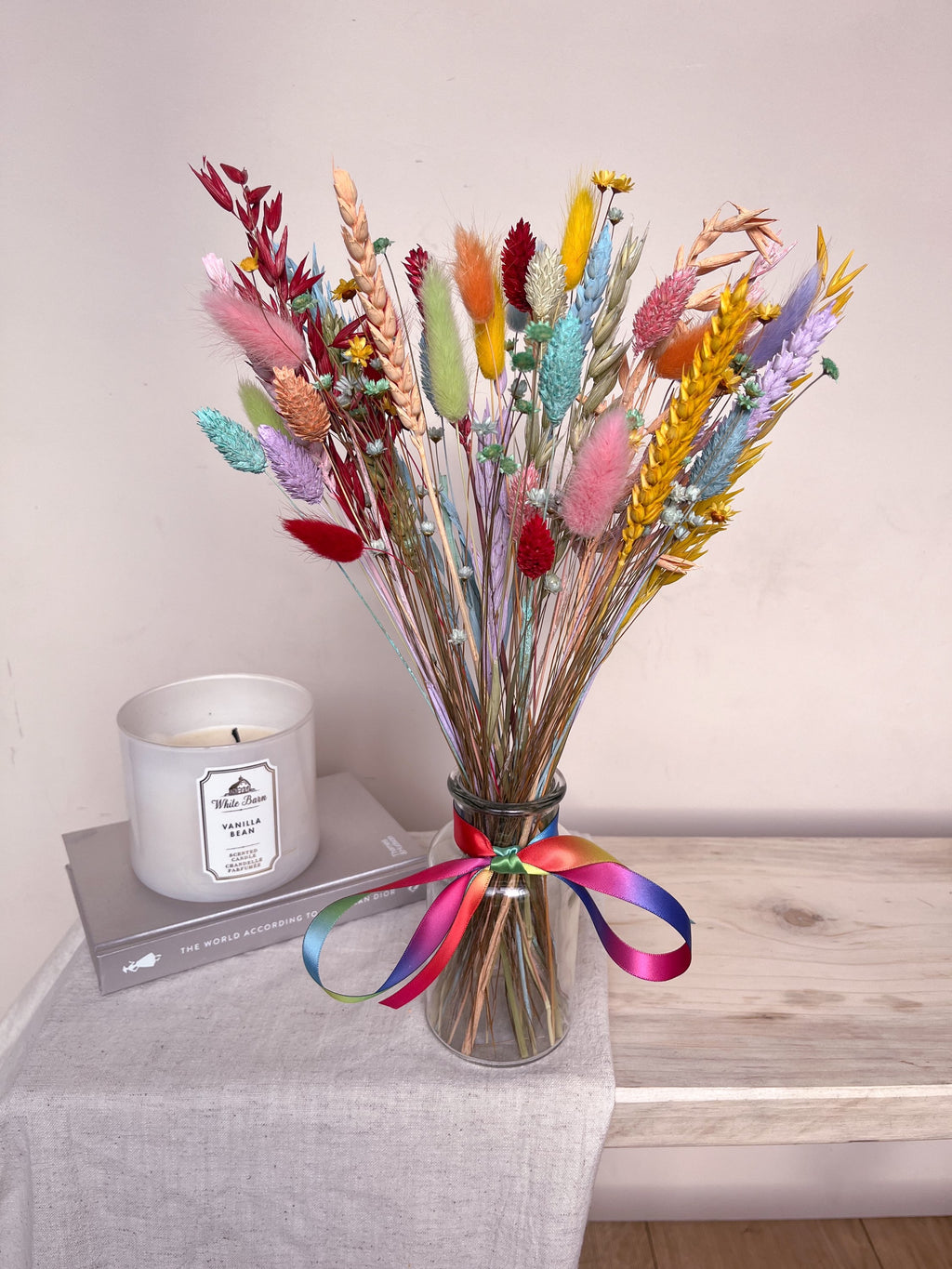 Rainbow Dried Flowers with Vase image 6