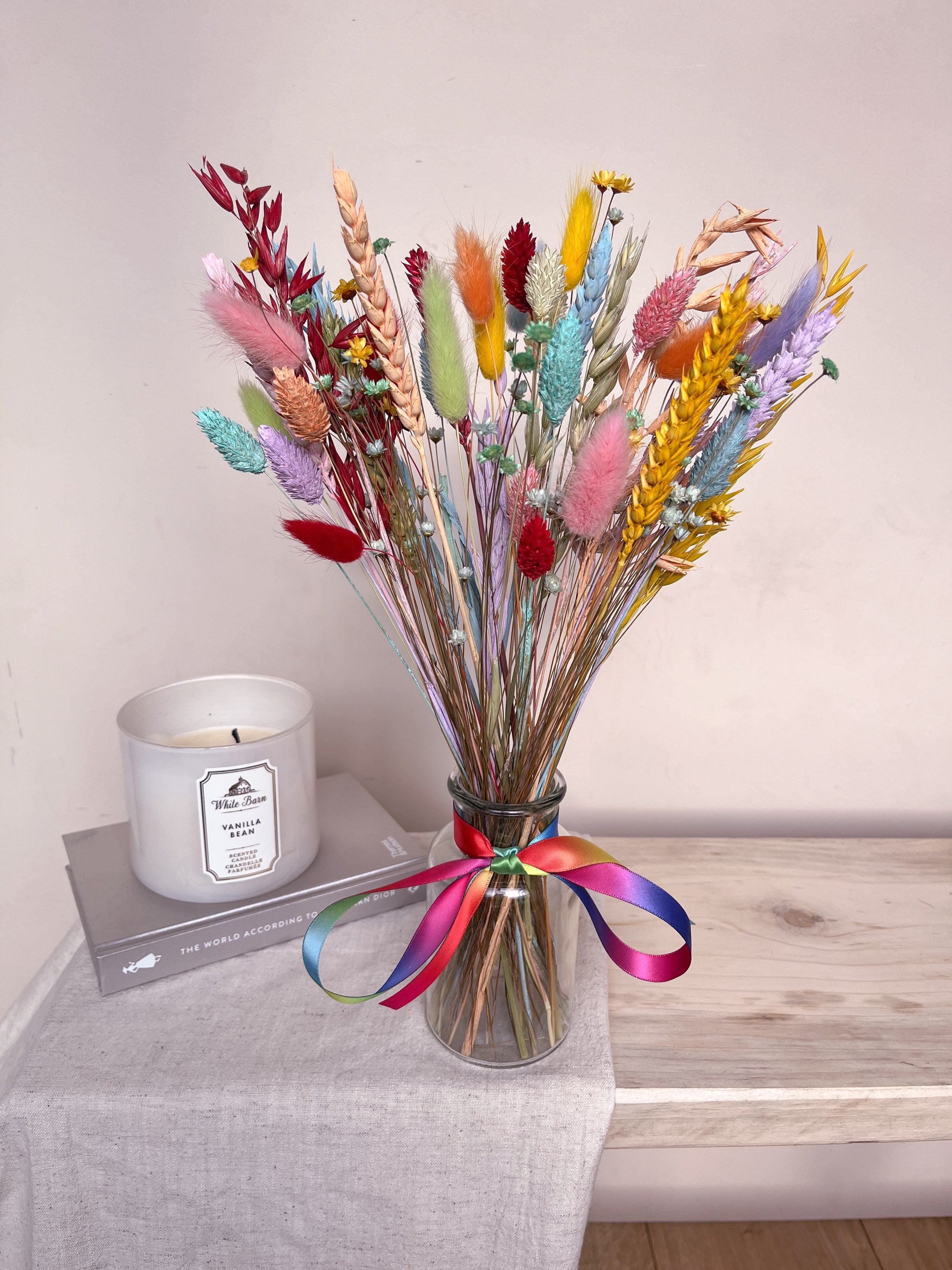 Rainbow Dried Flowers with Vase image 6