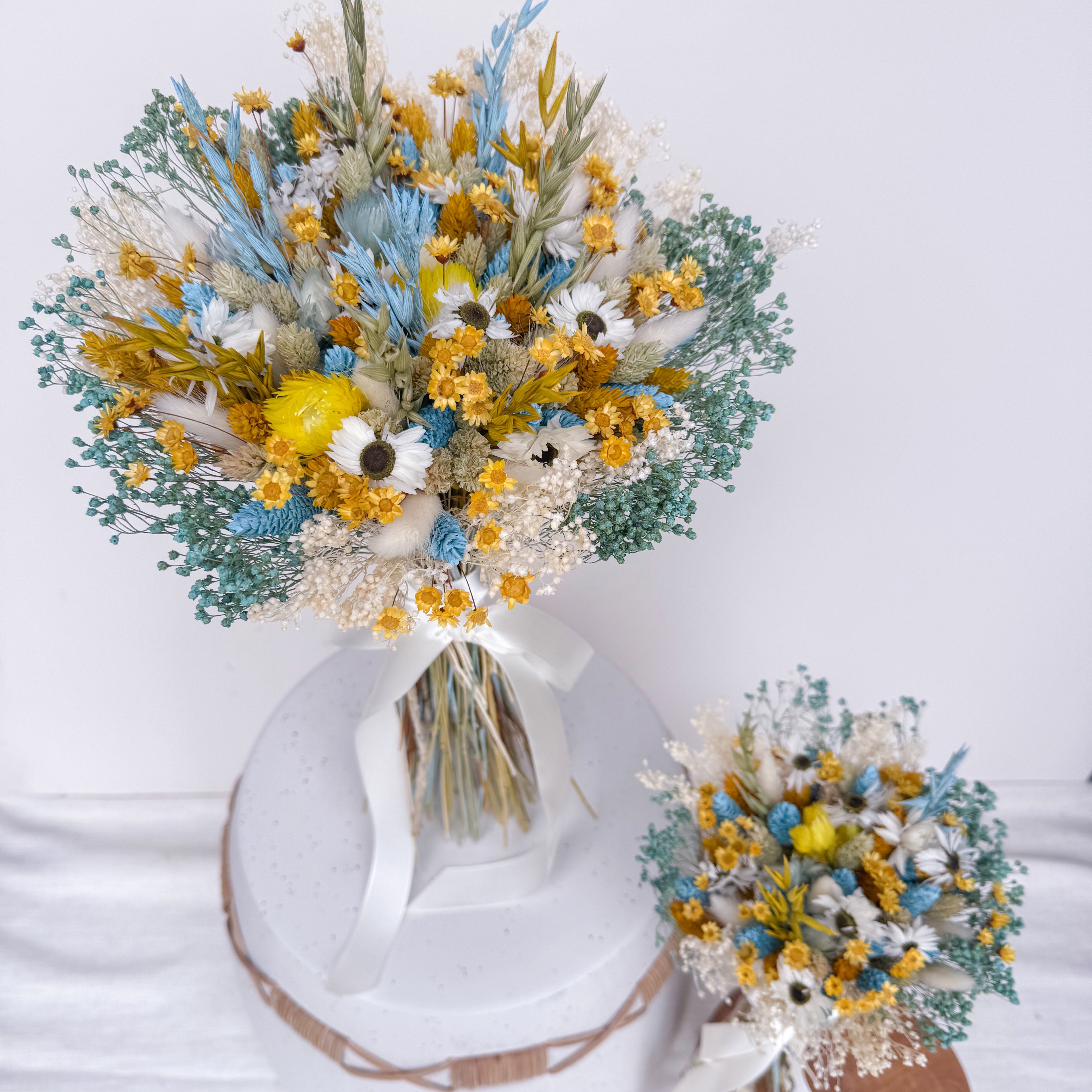 Summer Sunshine | Blue and Yellow Dried Flower Bouquet image 6