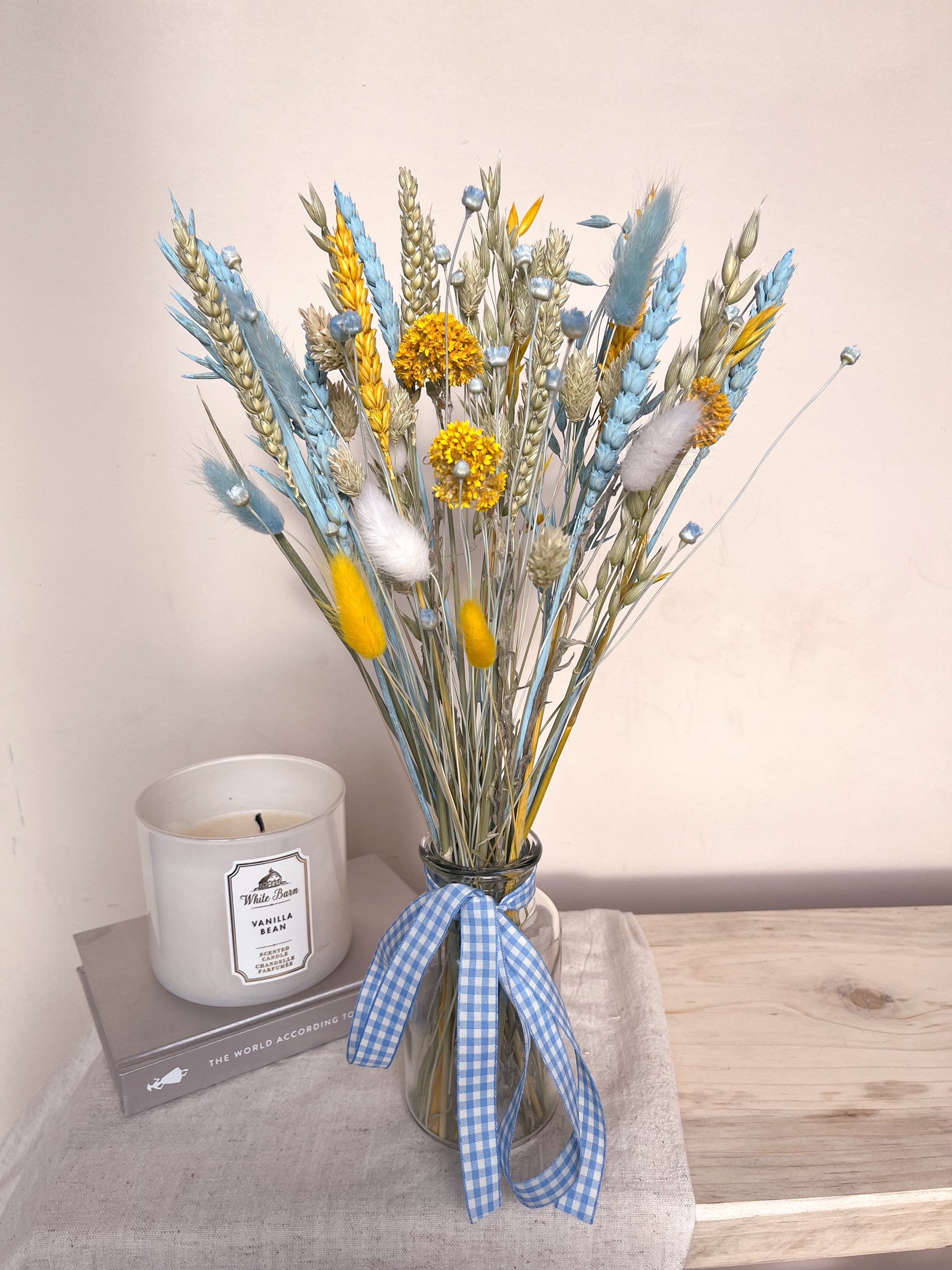 Blue Dried Flowers with Vase image 0