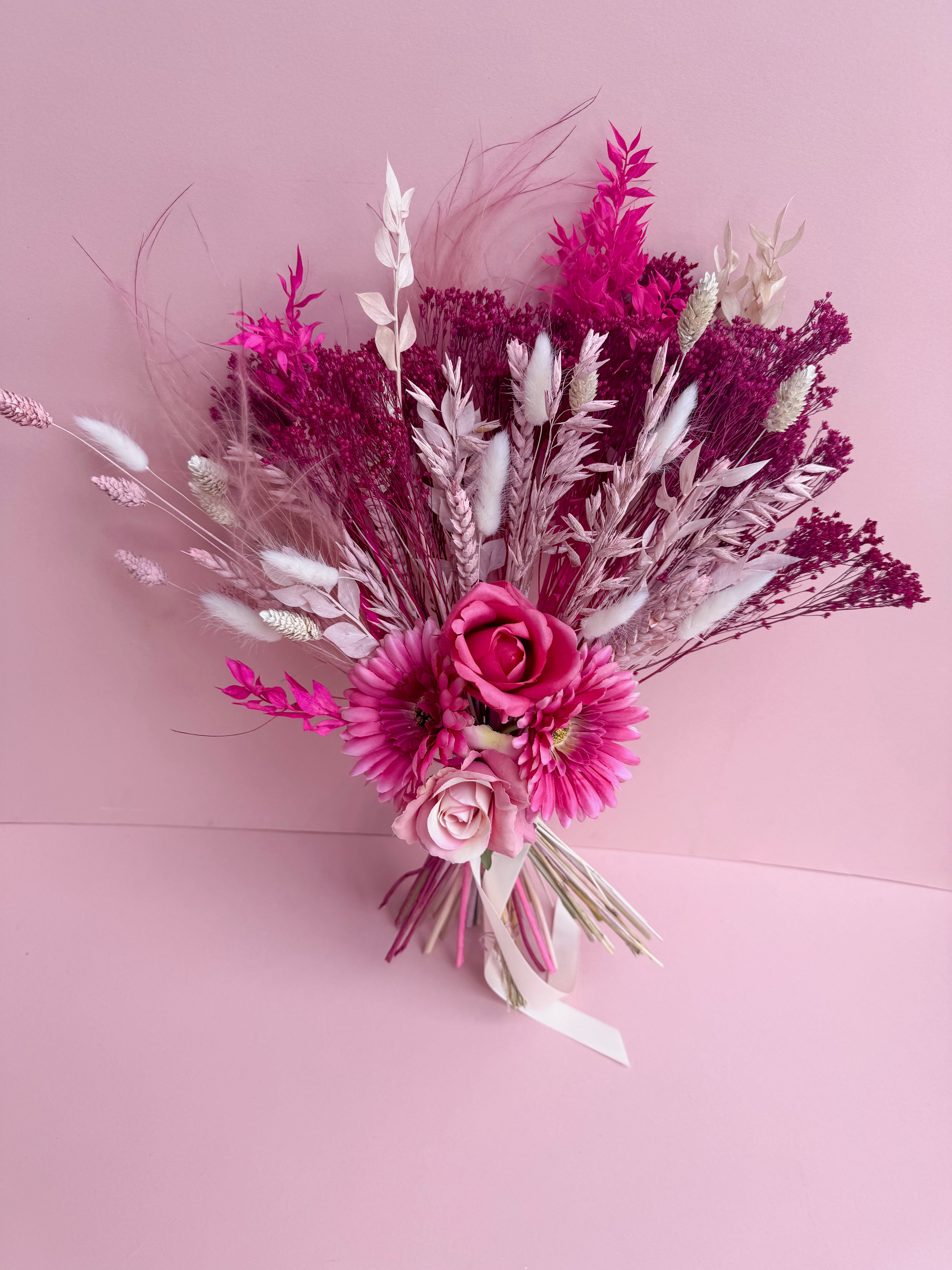 Hot Pink Bridal Bouquet with Artificial Flowers image 2