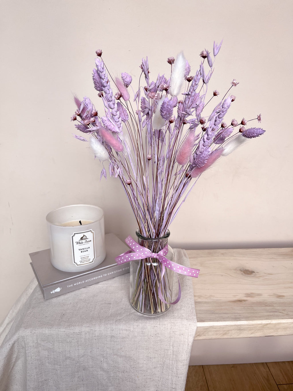Lilac Dried Flowers with Vase image 1