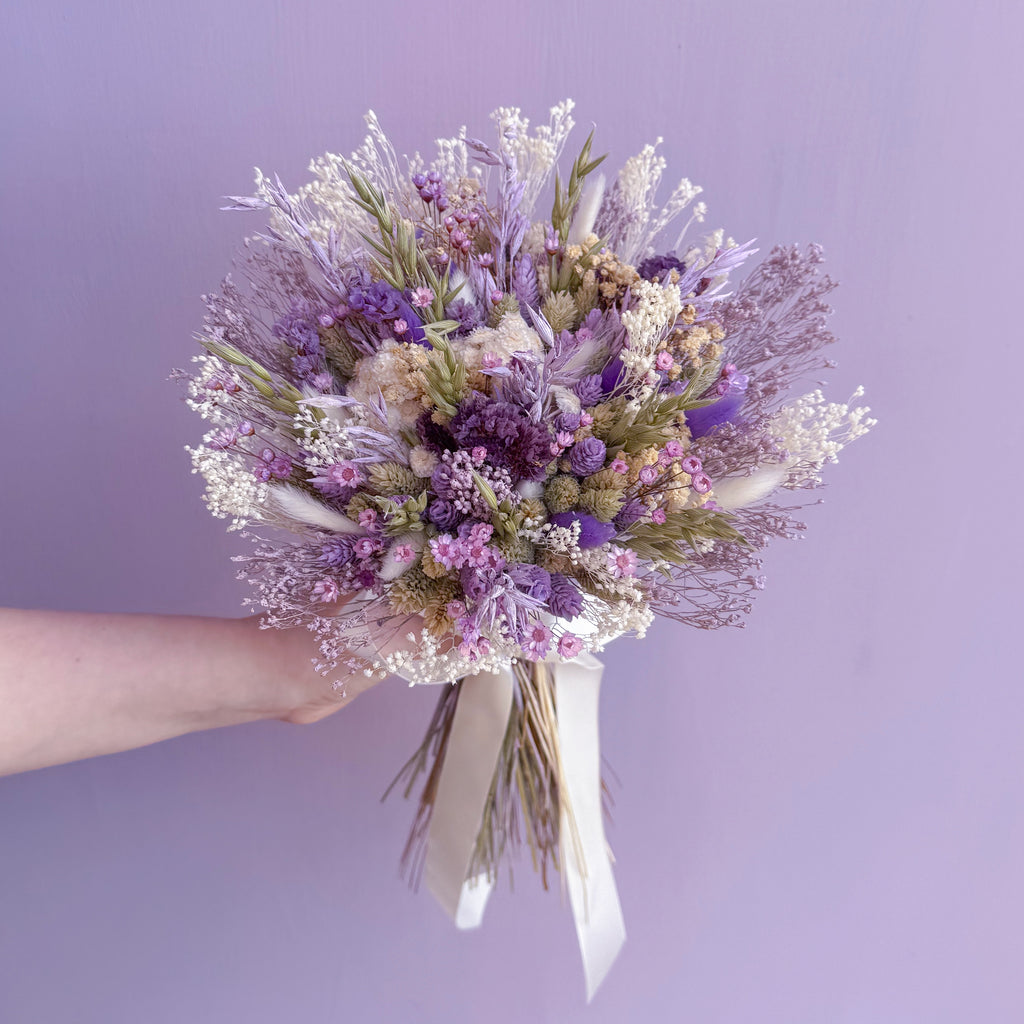 Lilac and Green Dried Flower Bouquet image 1