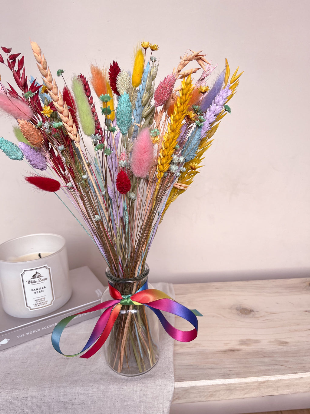 Rainbow Dried Flowers with Vase image 1
