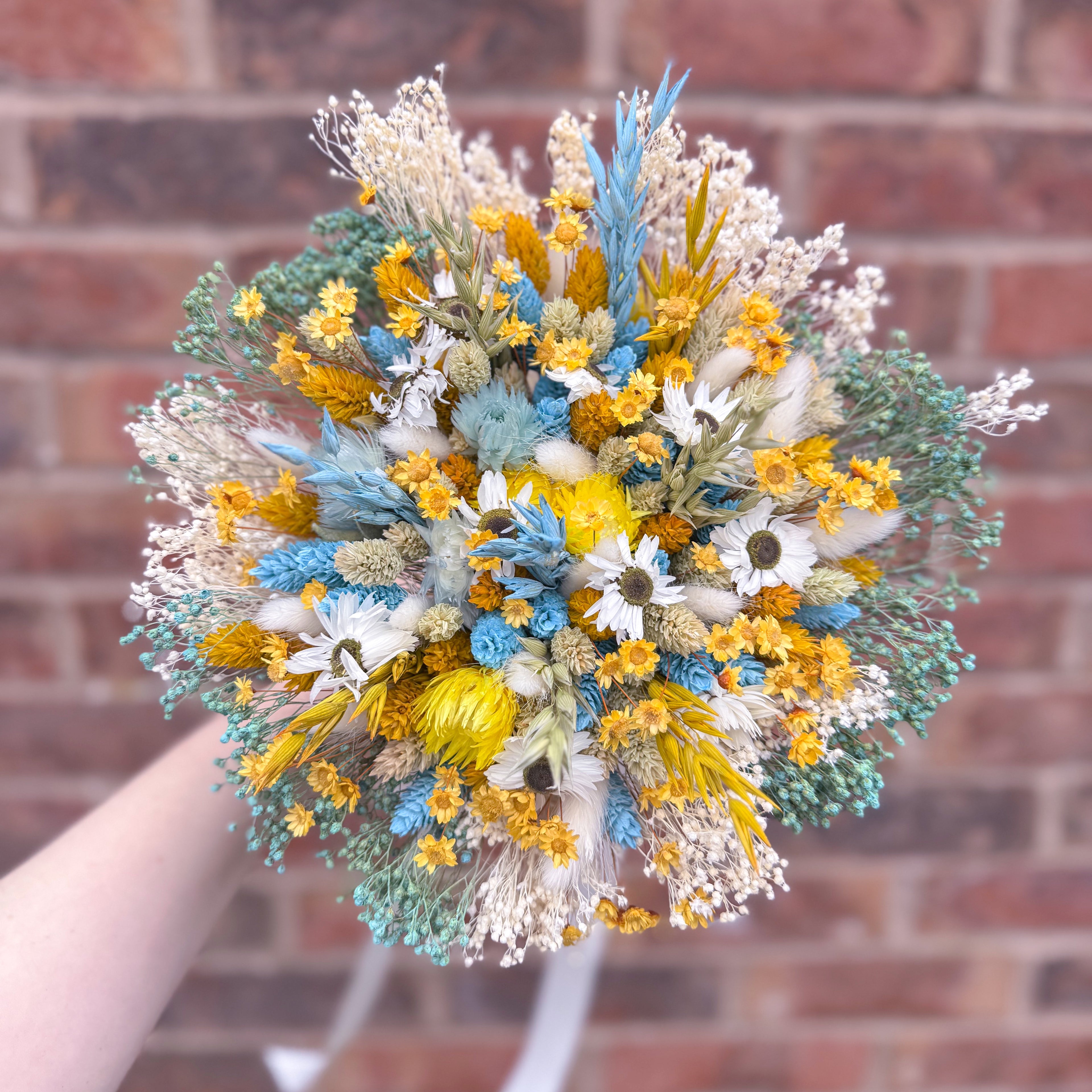 Summer Sunshine | Blue and Yellow Dried Flower Bouquet image 2