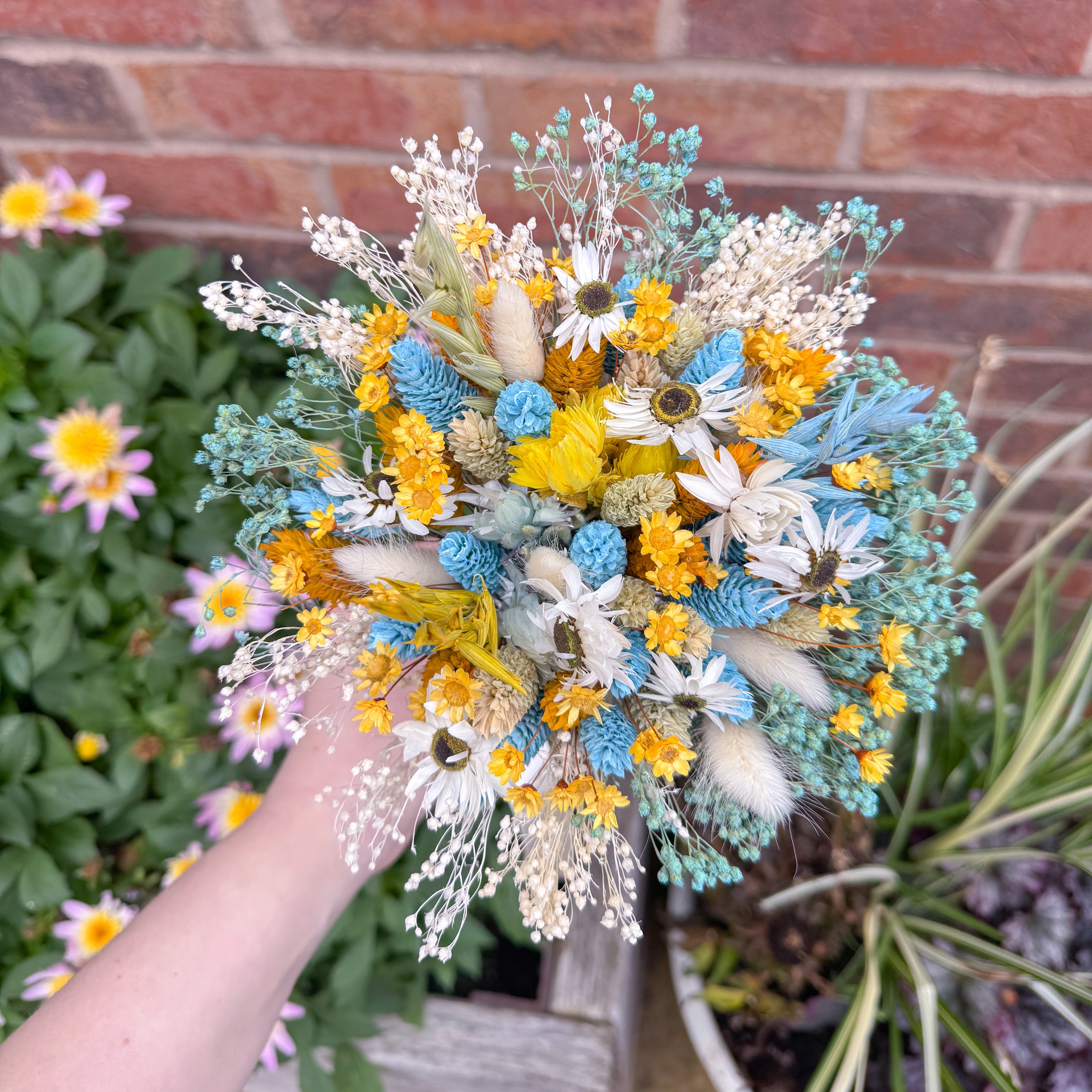 Summer Sunshine | Blue and Yellow Dried Flower Bouquet image 3