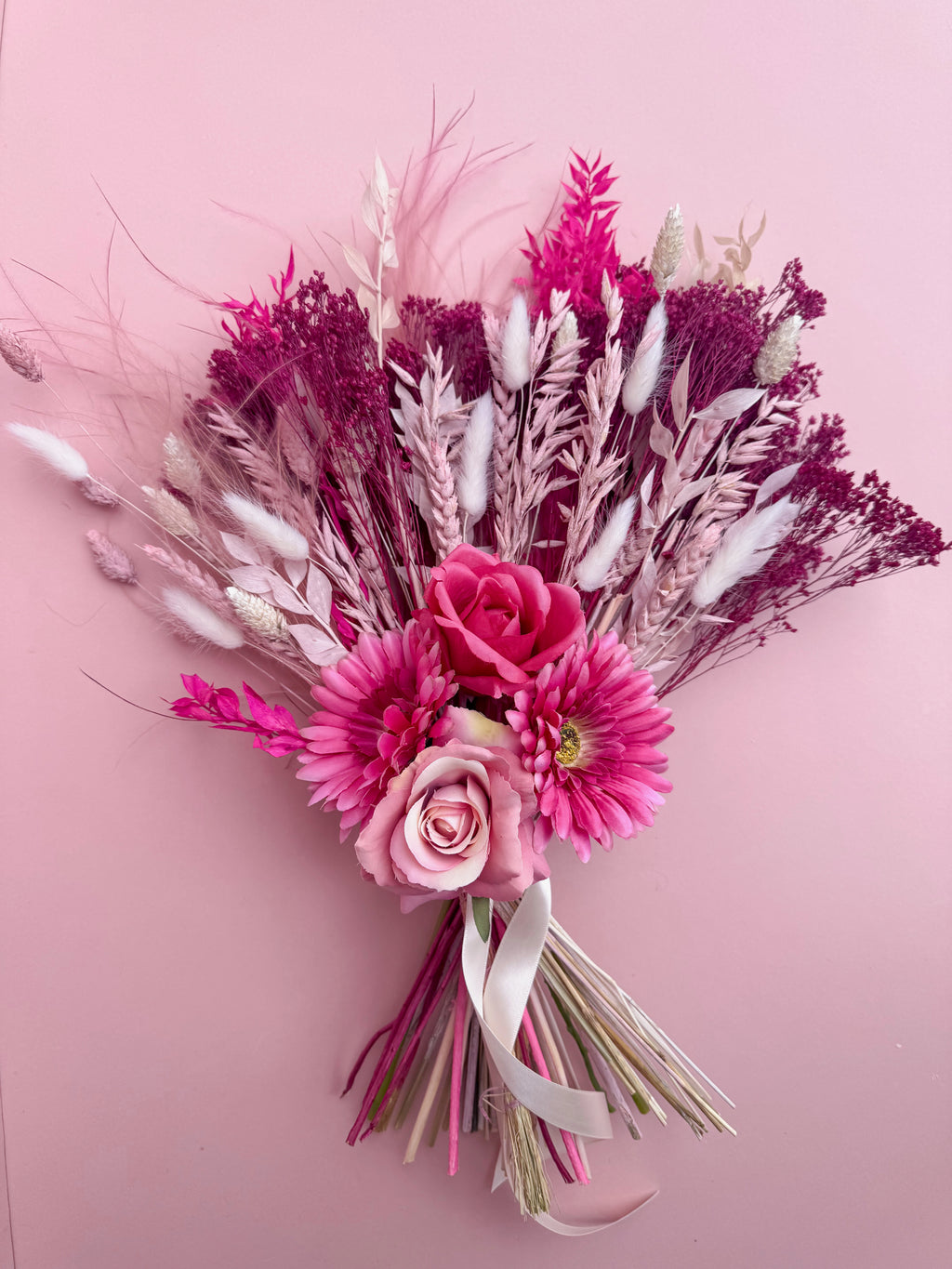 Hot Pink Bridal Bouquet with Artificial Flowers image 4