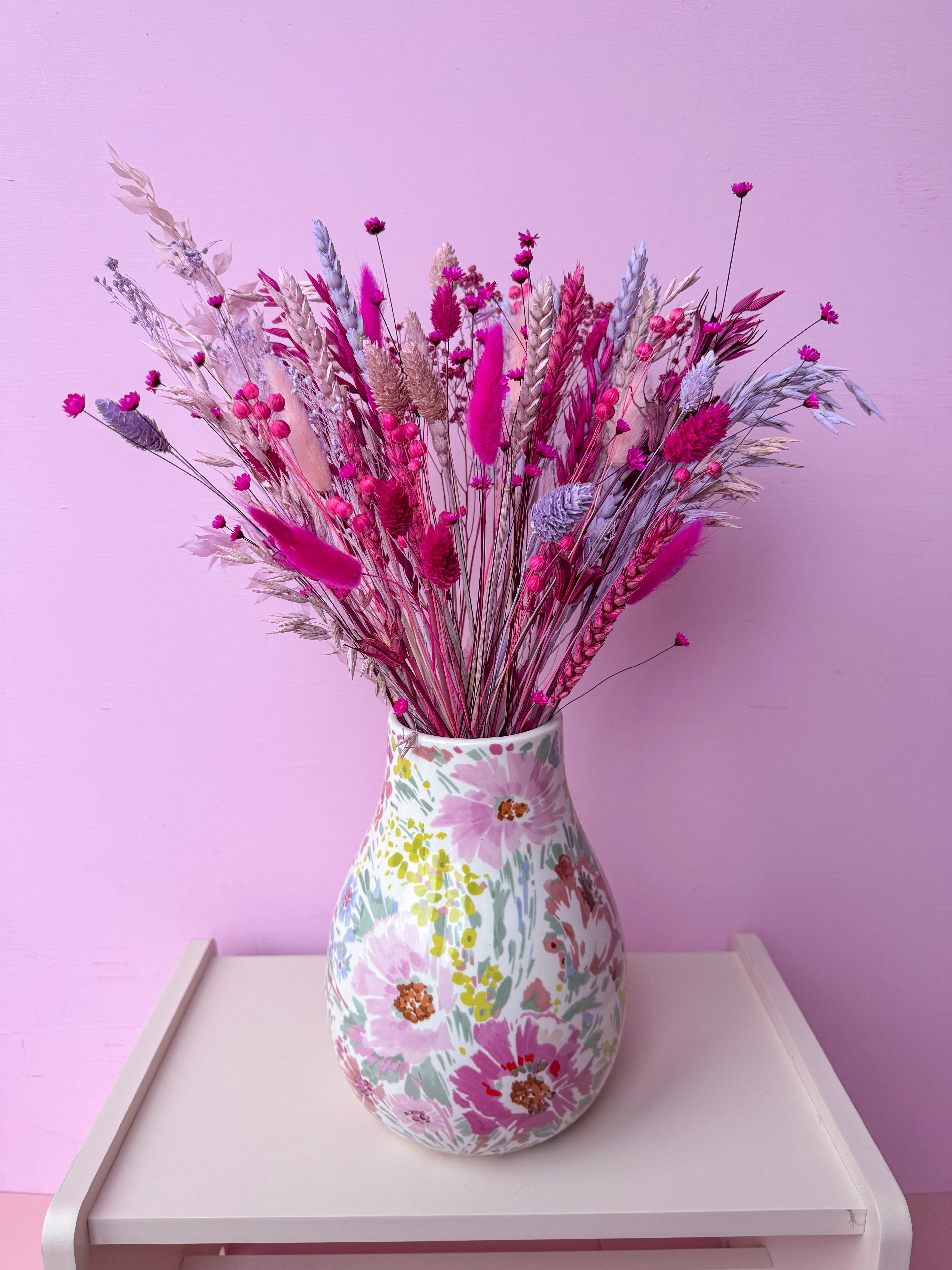 Lilac, Pink & Cerise Dried Flower Arrangement image 5