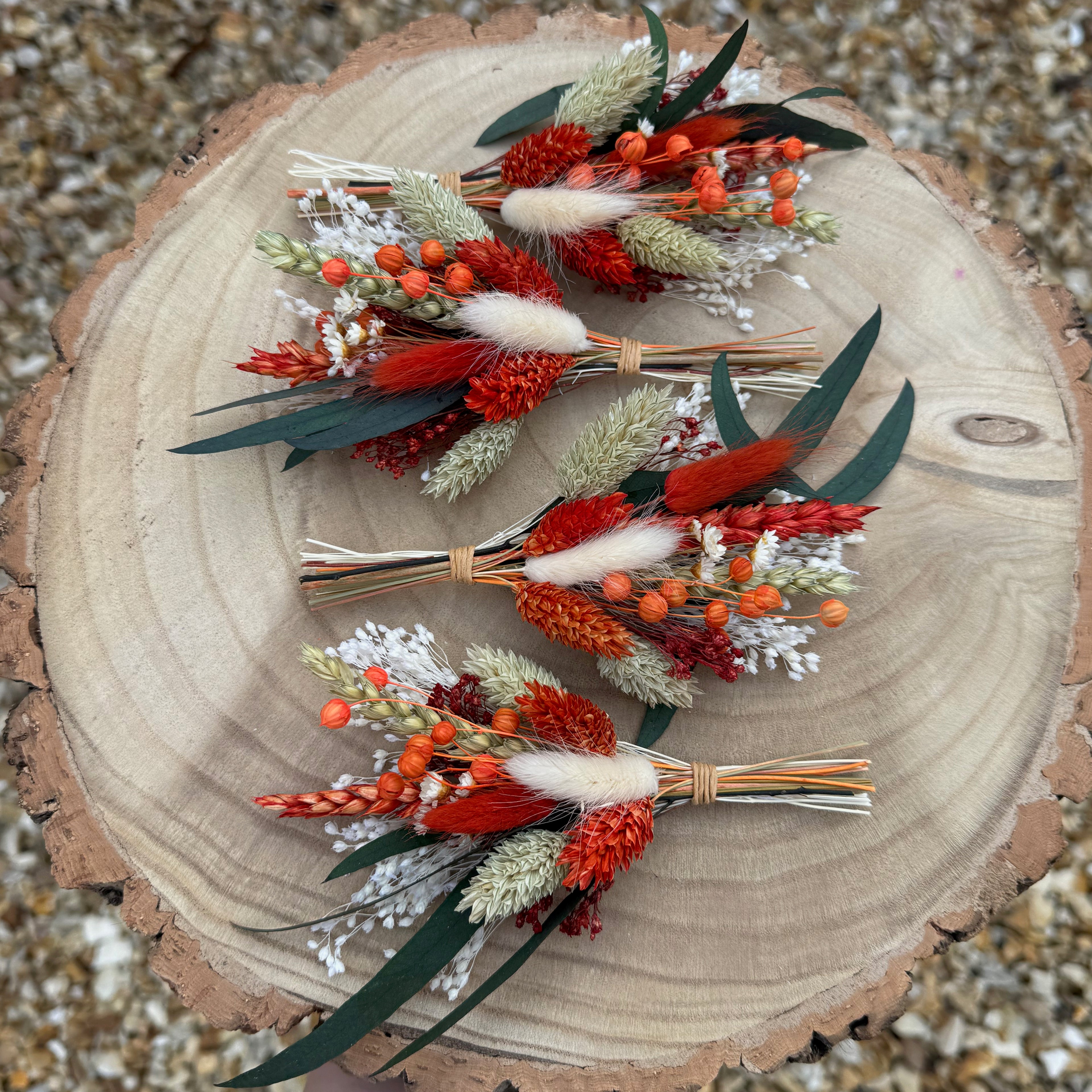 autumnal wedding buttonhole with eucalyptus