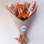 Burnt Orange and White Dried Flower Arrangement