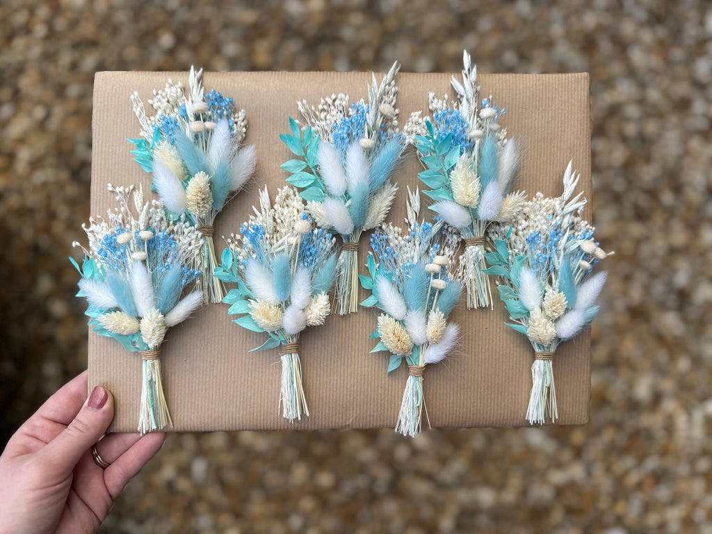 blue floral wedding pin