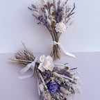 White Dried Flower Arrangement with Lavender image 1