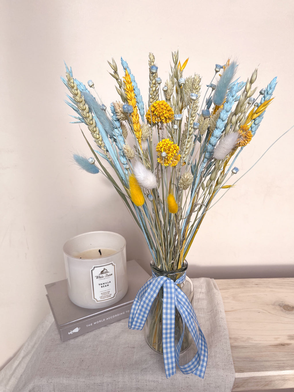 Blue Dried Flowers with Vase image 1