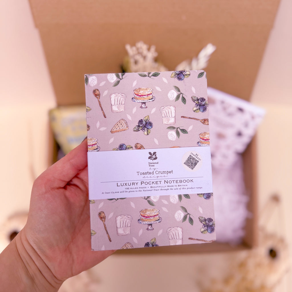 Luxury notebook with cake and baking illustrations