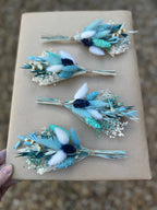 handmade blue boutonniere for groom