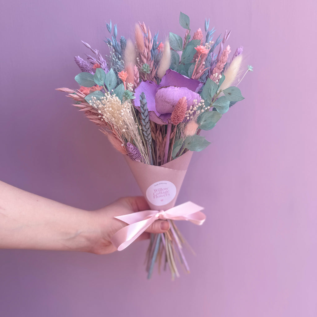 mermaid pastel dried flower bouquet