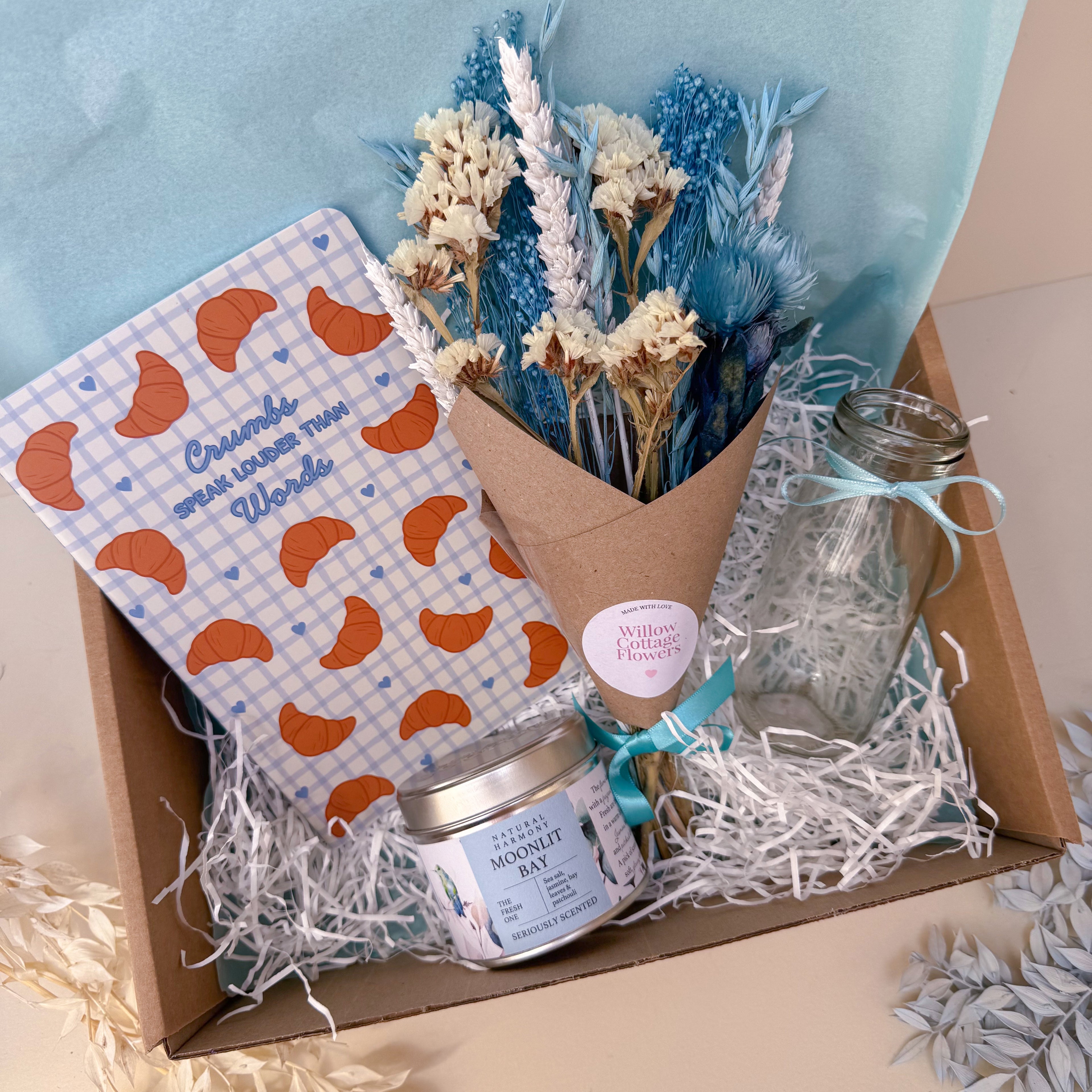 blue themed baby shower gift hamper
