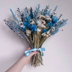 bright blue floral arrangement