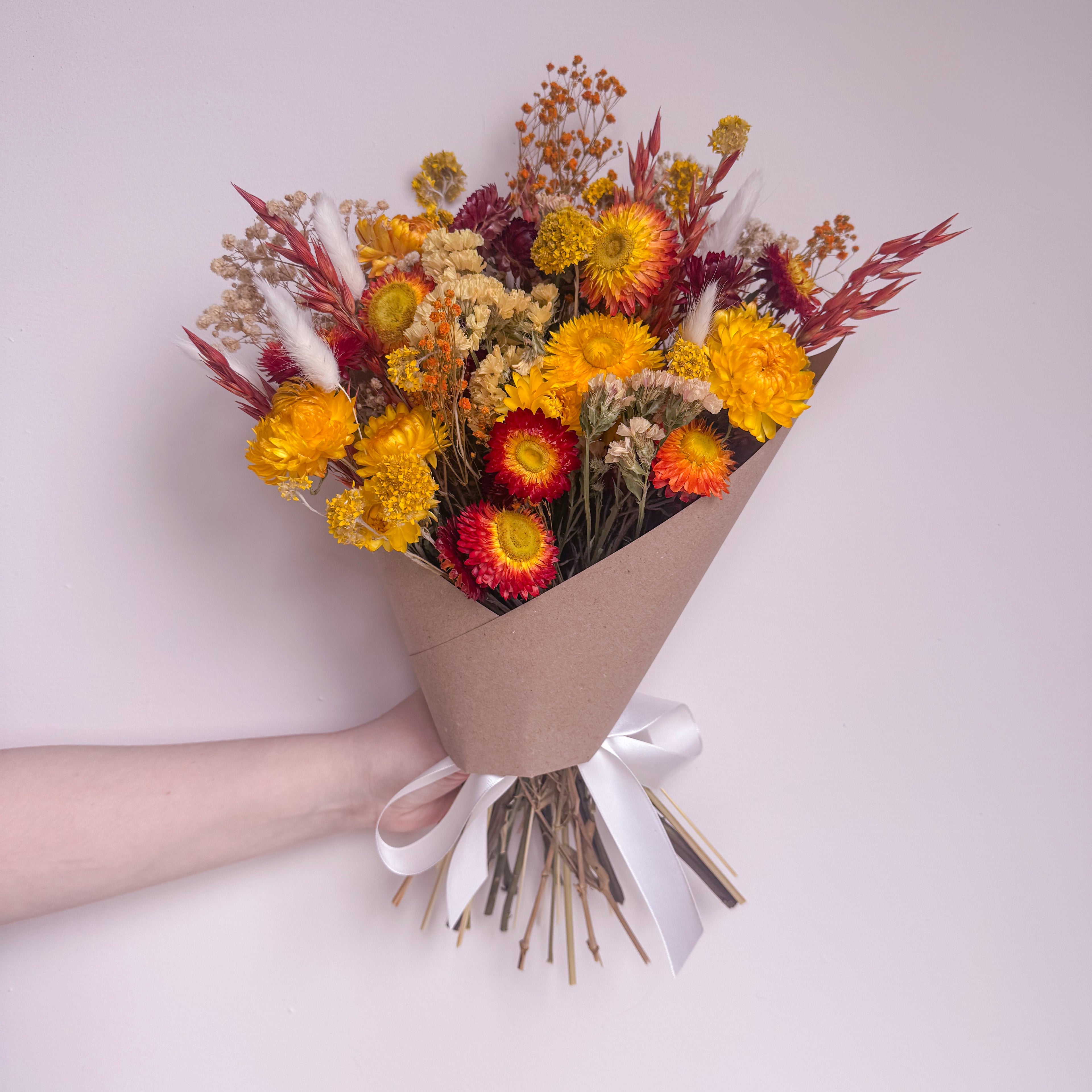 autumn strawflower bouquet