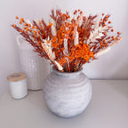 Burnt Orange and White Dried Flower Arrangement