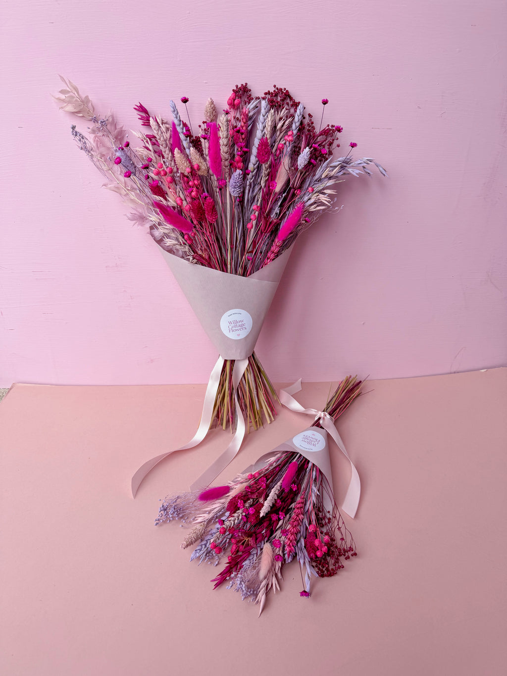 Lilac, Pink & Cerise Dried Flower Arrangement image 9