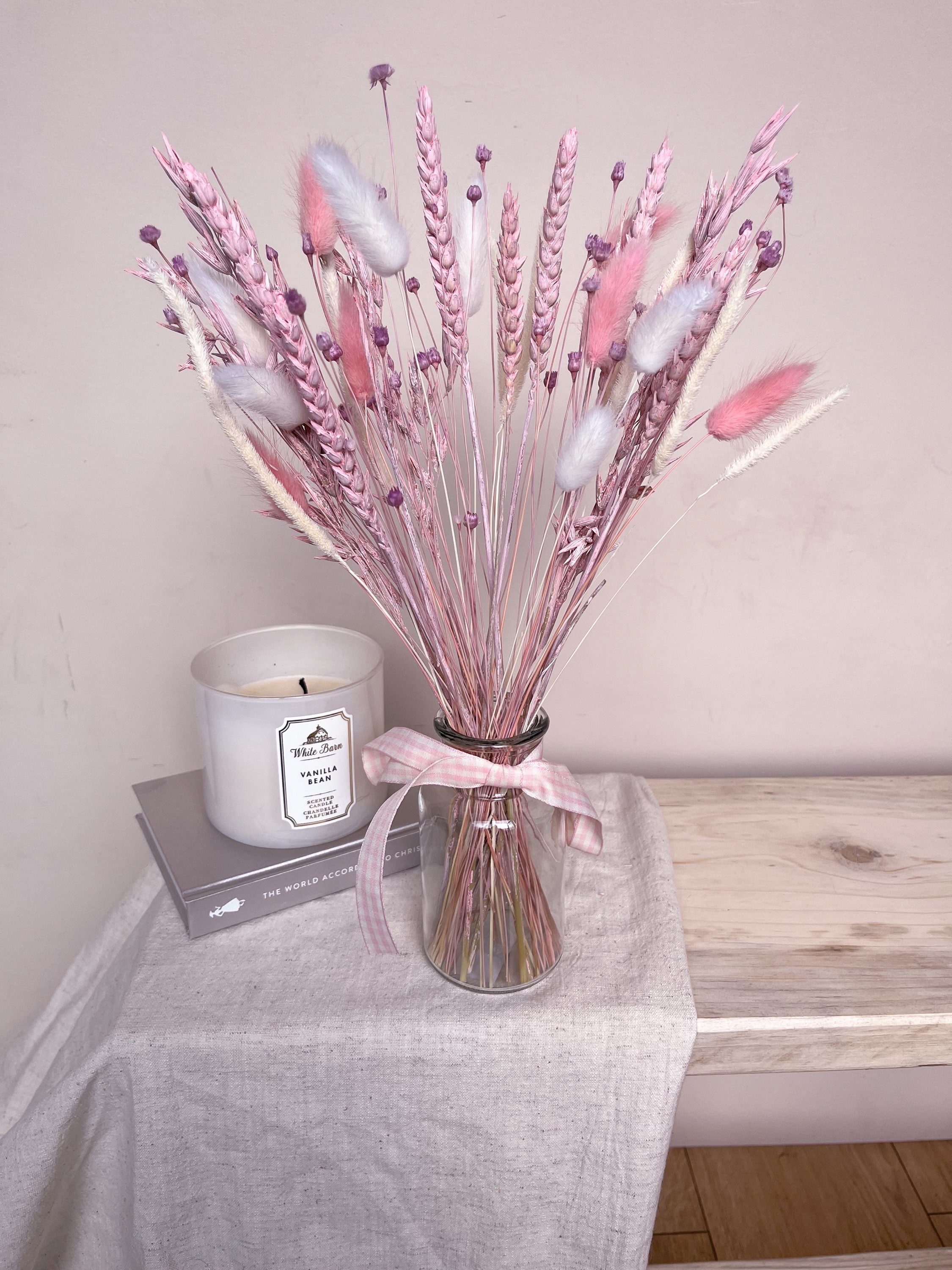 Pink Dried Flowers with Vase image 4