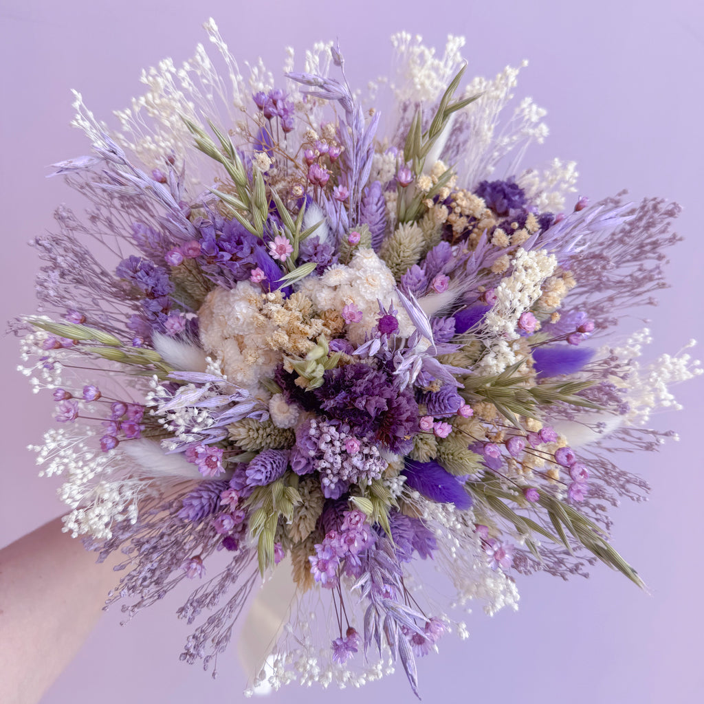 Lilac and Green Dried Flower Bouquet image 0