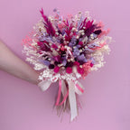 cerise and lilac wedding flower bouquet