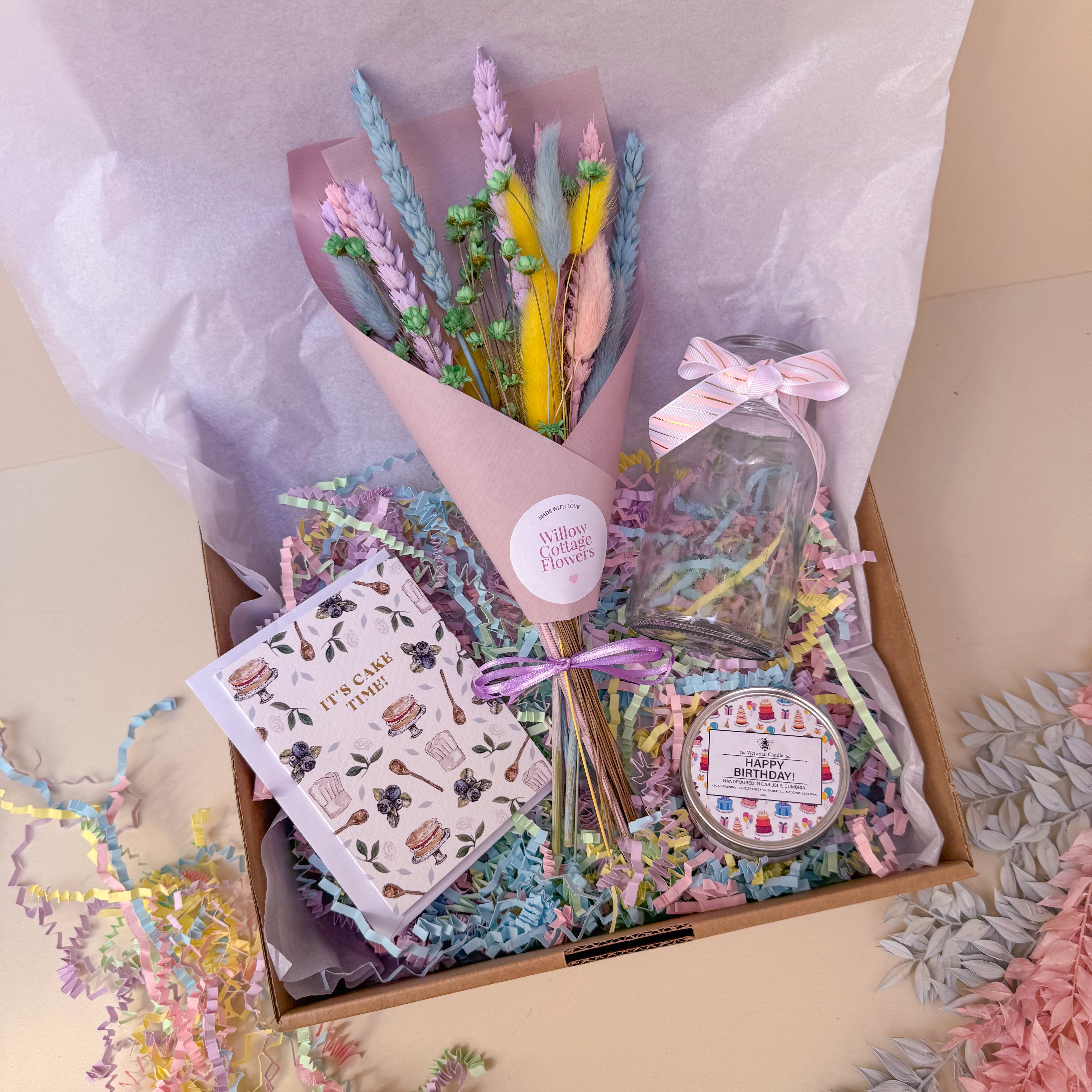 colourful birthday dried flower gift for her