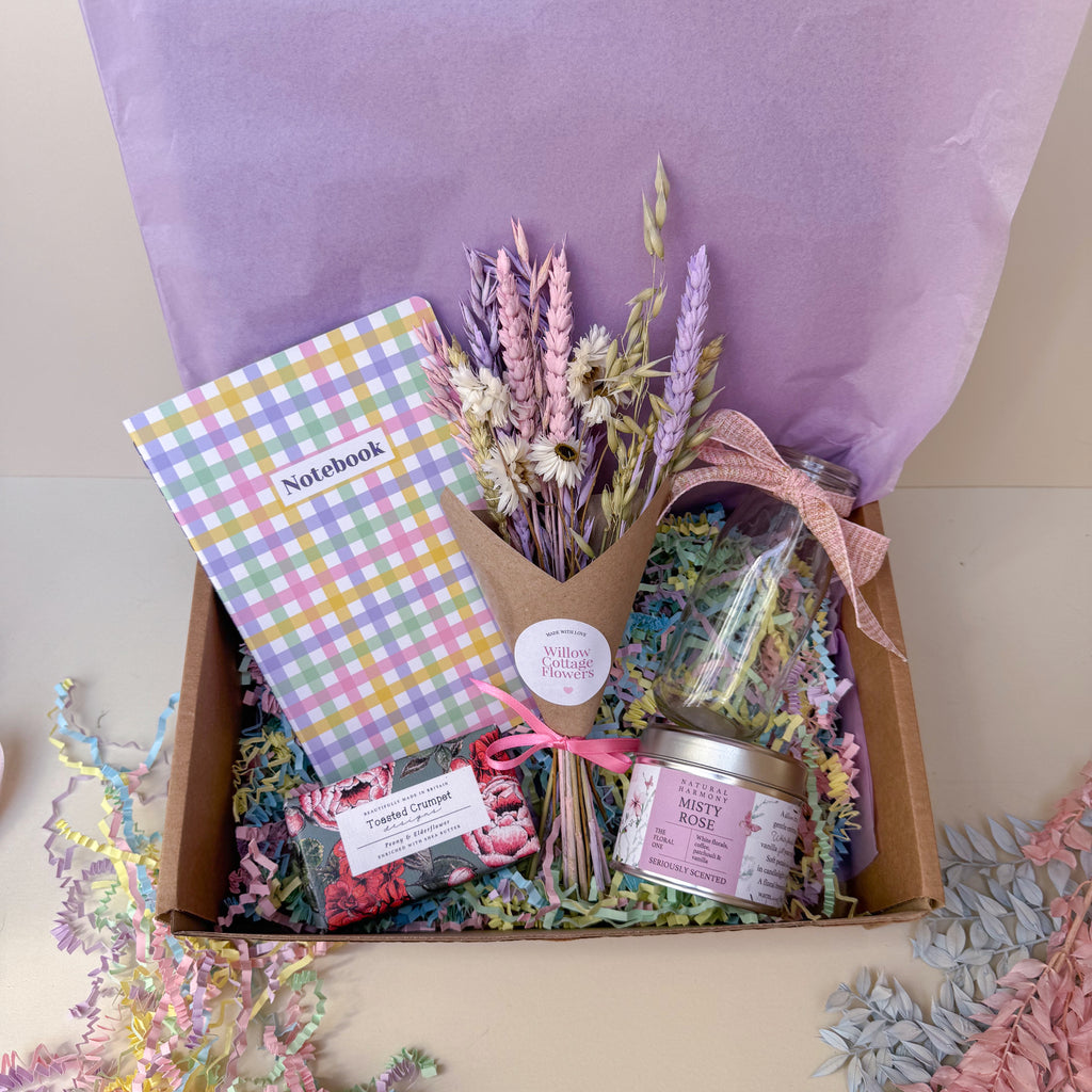 pastel dried flower gift box