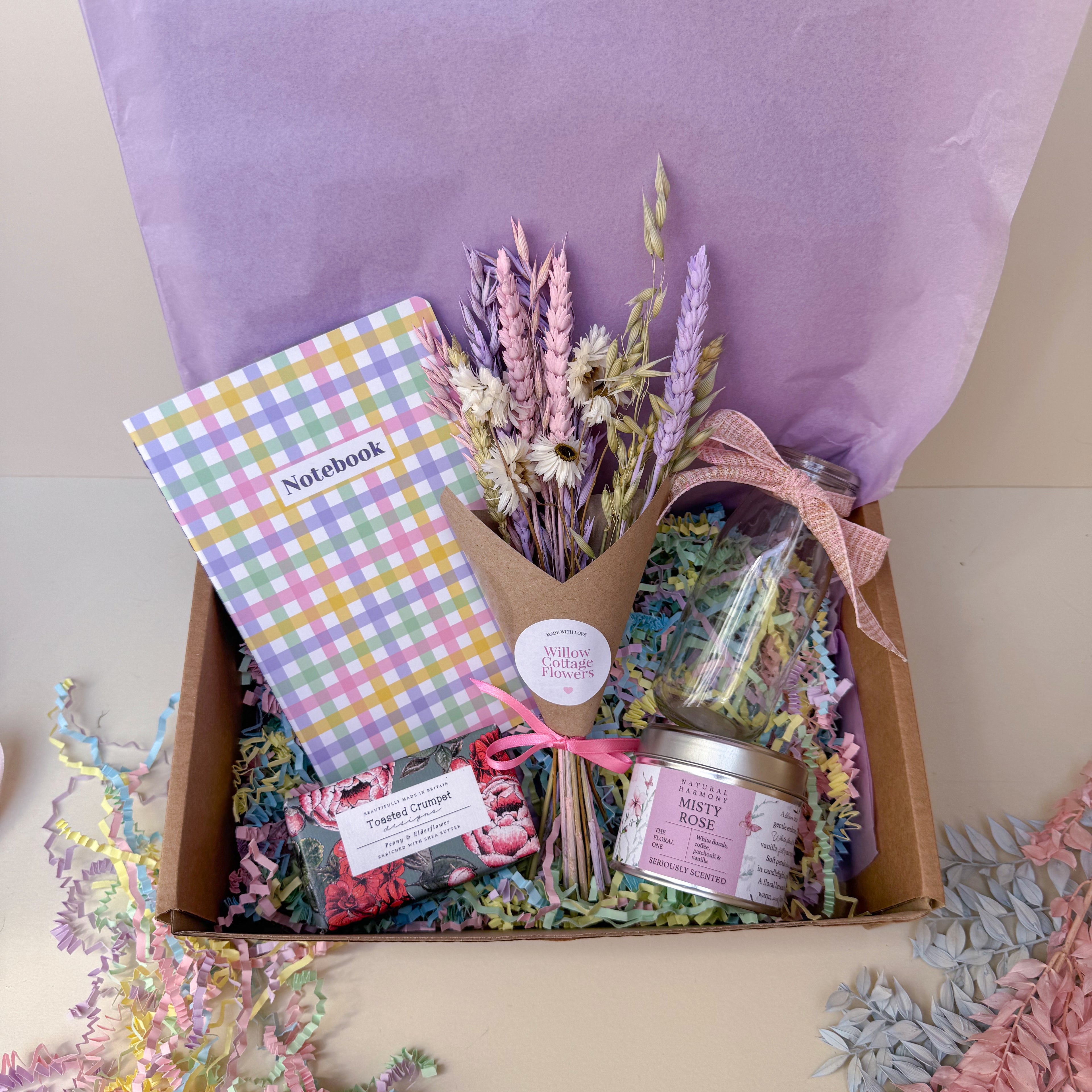 pastel dried flower gift box