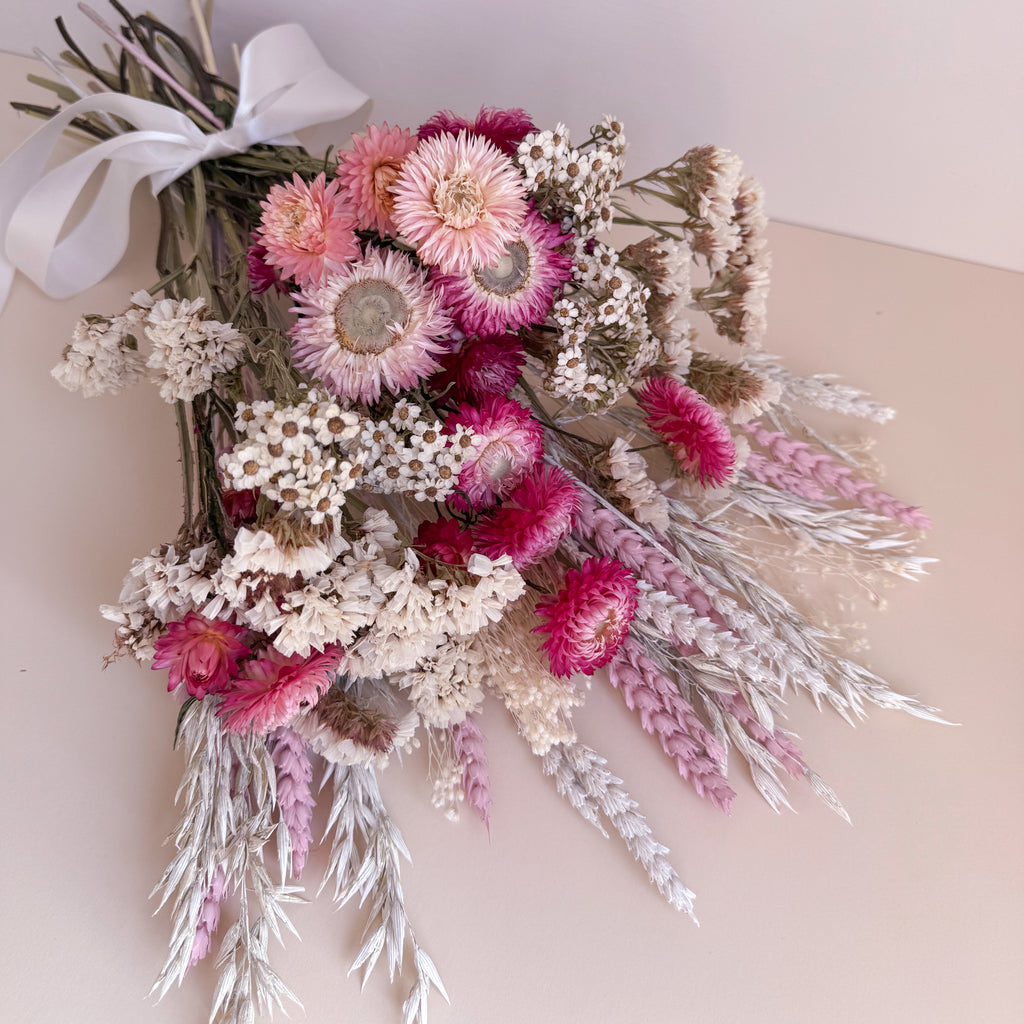 cottage garden style dried flower bouquet