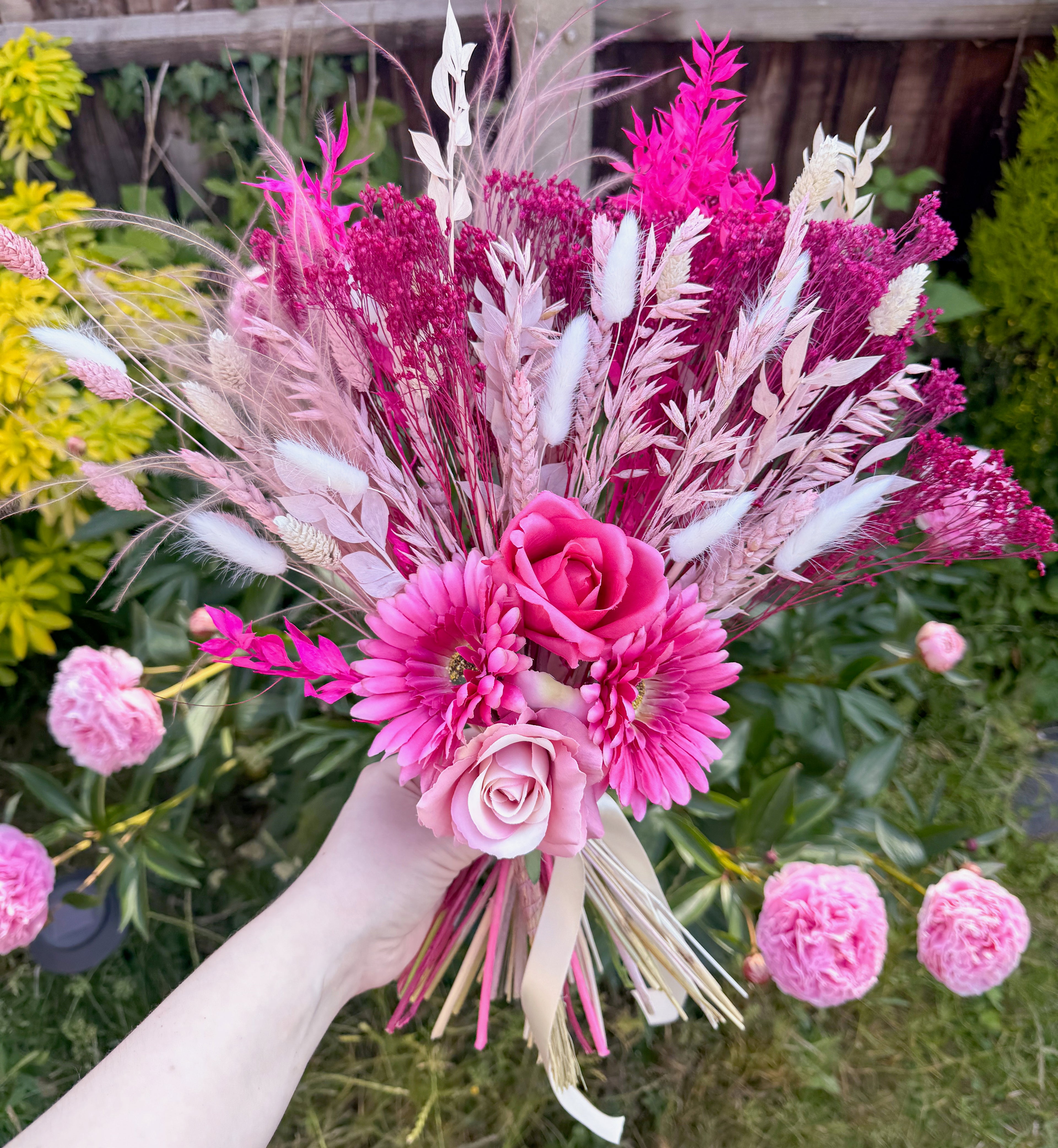 Hot Pink Bridal Bouquet with Artificial Flowers image 0