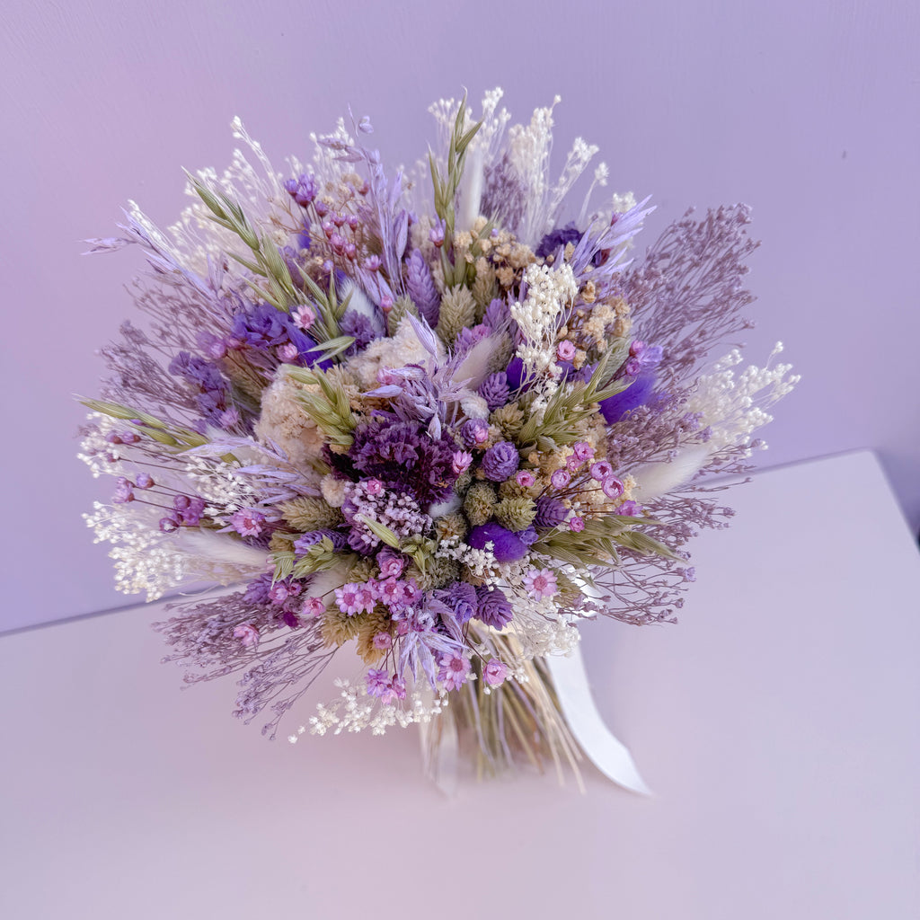Lilac and Green Dried Flower Bouquet image 4