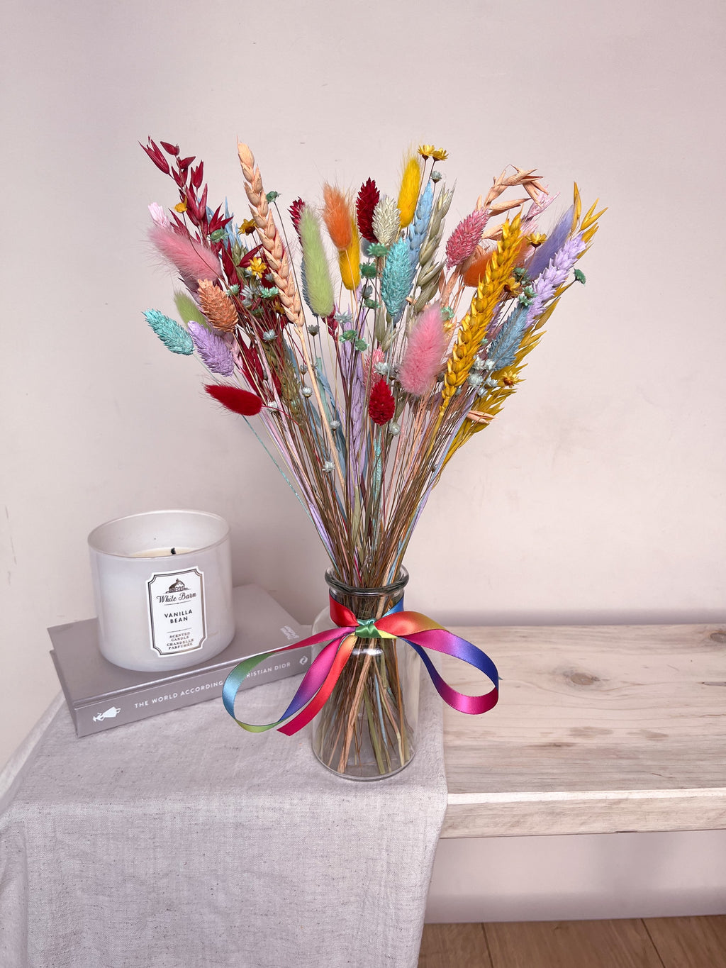 Rainbow Dried Flowers with Vase image 7