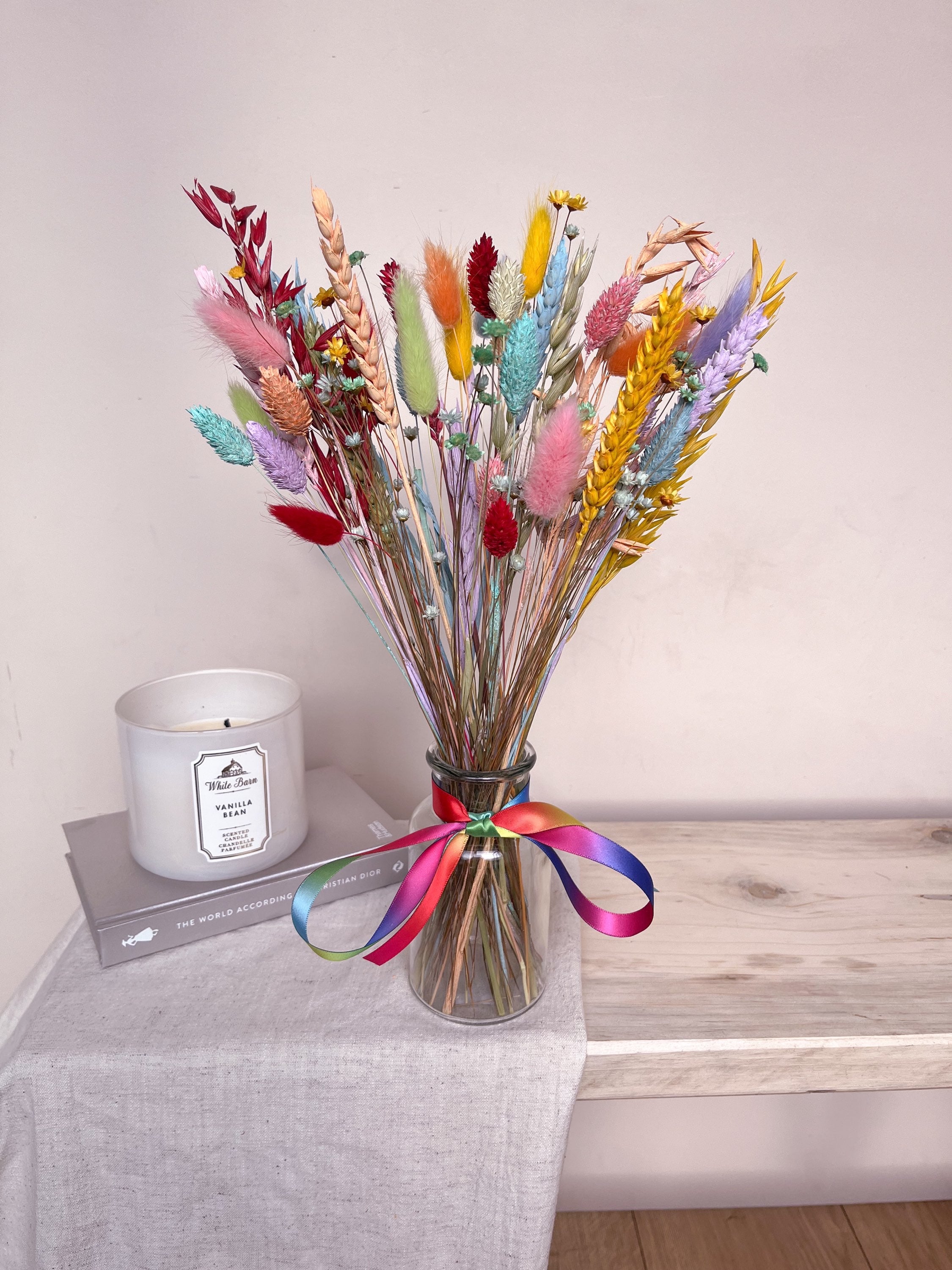 Rainbow Dried Flowers with Vase image 7